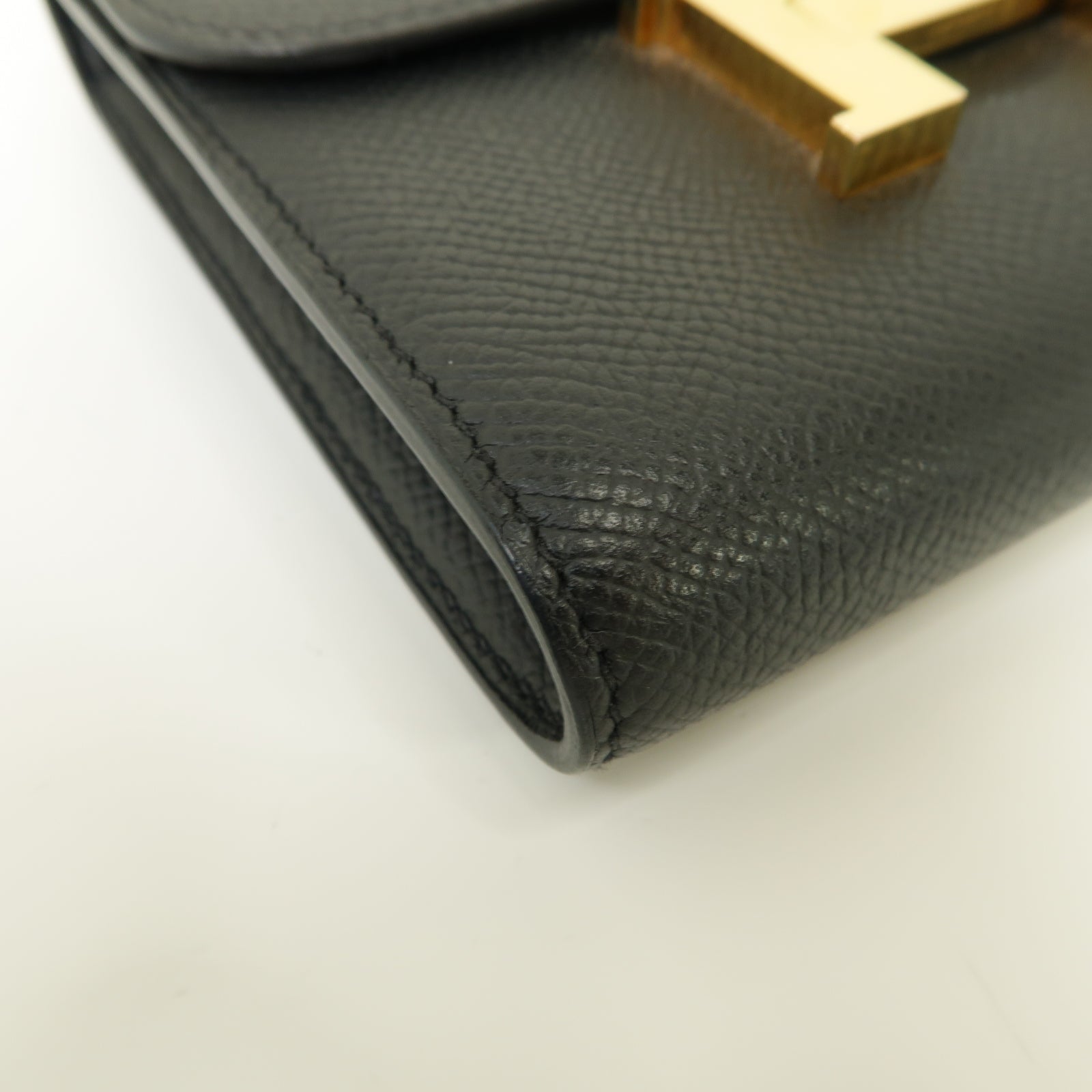 HERMES Epsom皮革Constance Wallet金扣錢包黒色