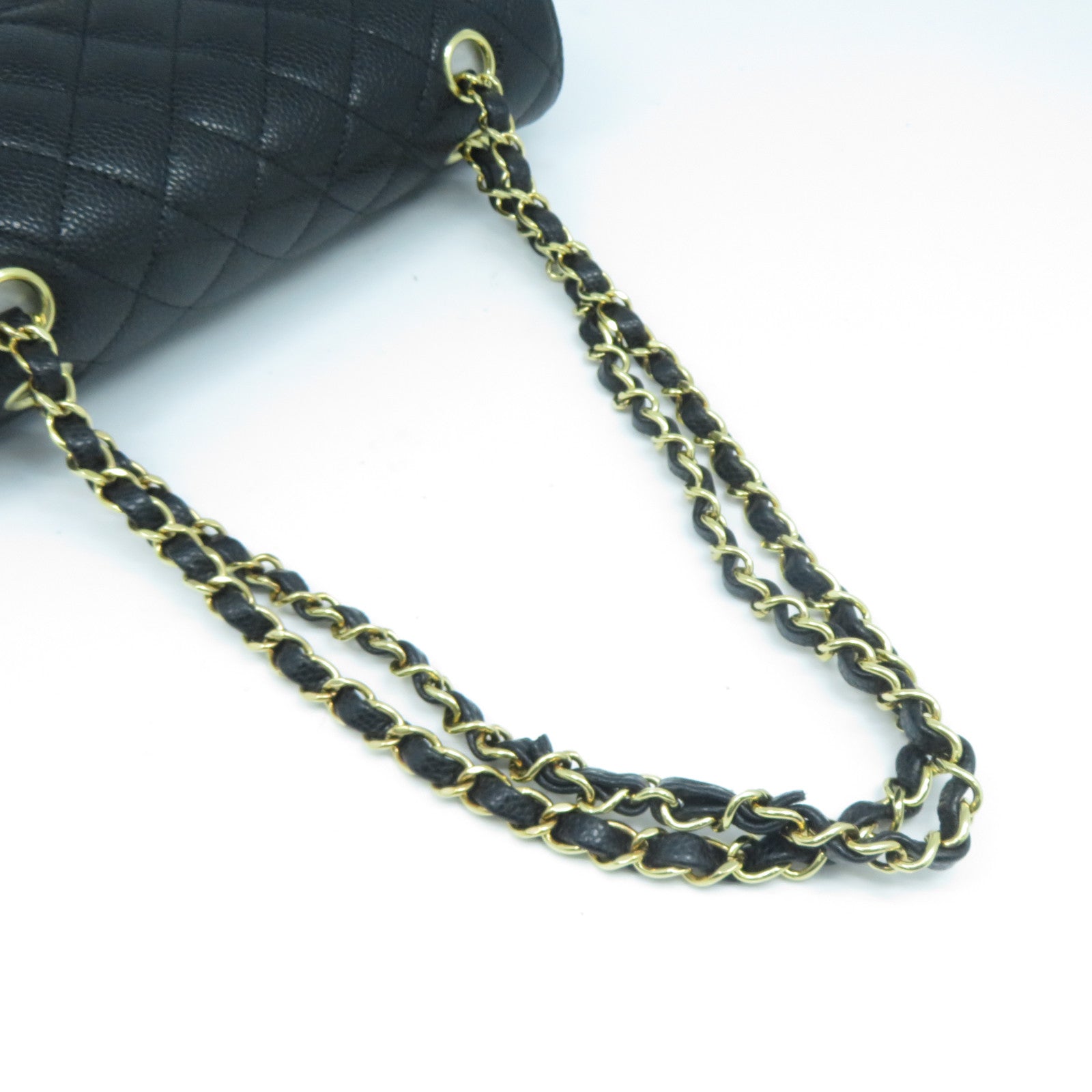CHANEL 【激減優惠】菱格Caviar皮革Chain Shoulder Bag金扣鏈帶肩背袋黑色