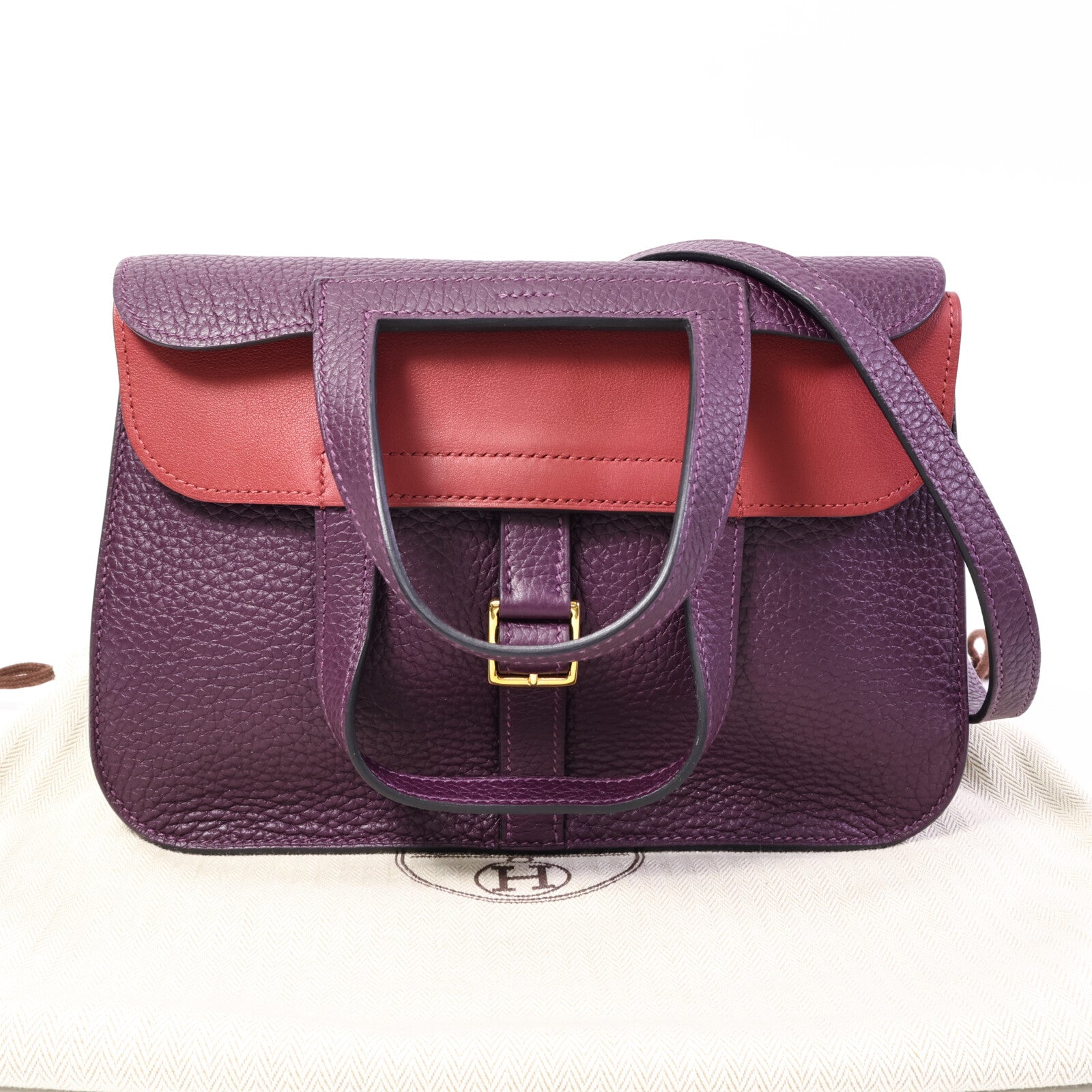 HERMES Clemence皮革Halzan 25手挽肩背兩用袋Cassis/Grenat