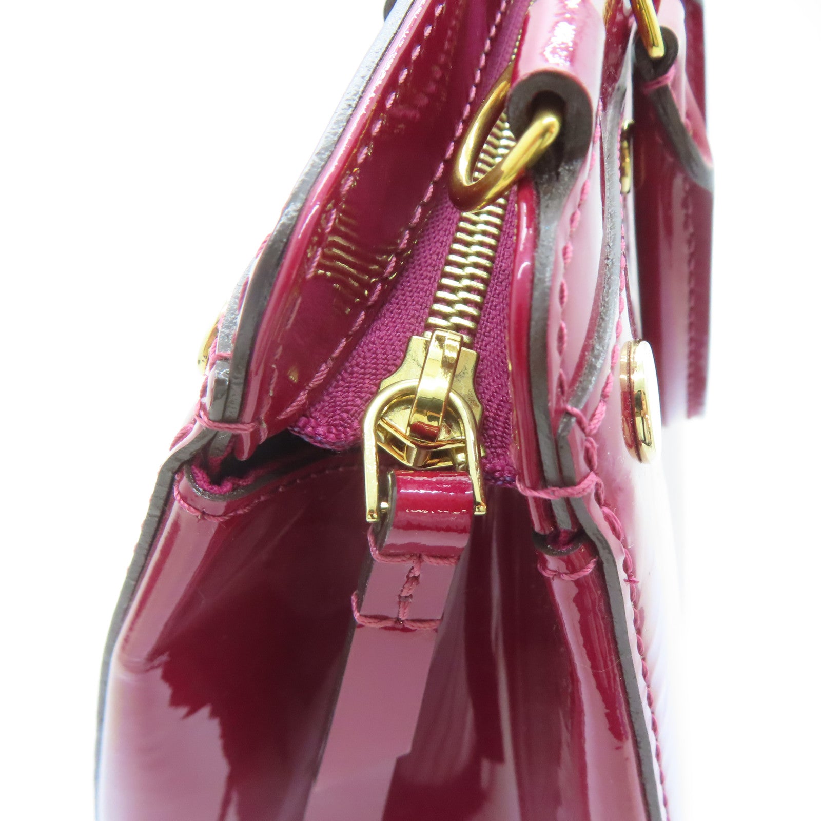 LOUIS VUITTON Monogram Vernis Brea MM金扣手挽肩背兩用袋酒紅色