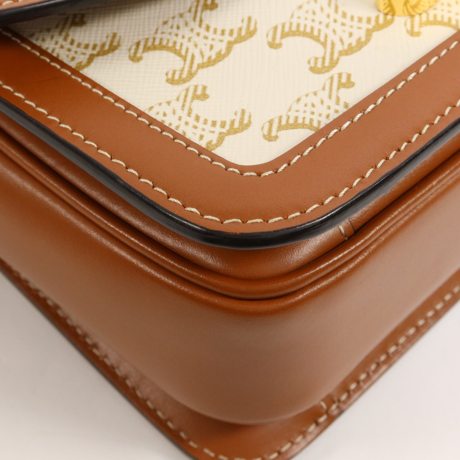 CELINE 牛皮皮革/塗層帆布Classique Triomphe Teen肩背袋