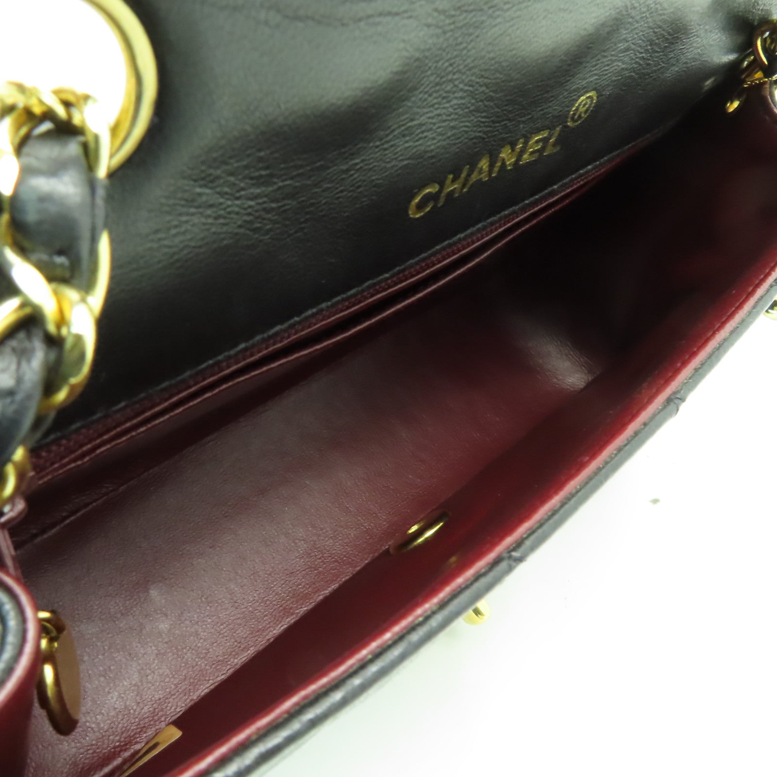 CHANEL **【清倉大減價】菱格羊皮皮革Chain Shoulder Bag金扣鏈帶肩背袋黒色