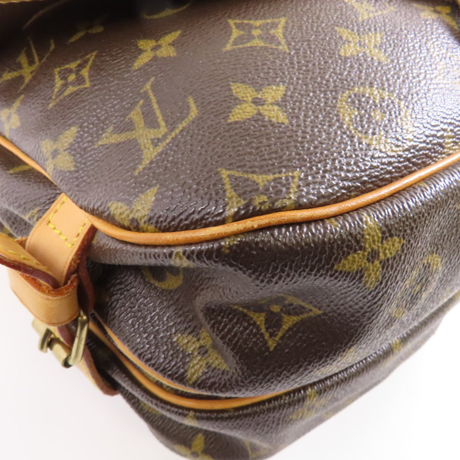 LOUIS VUITTON Monogram Saumur 30金扣肩背袋棕色