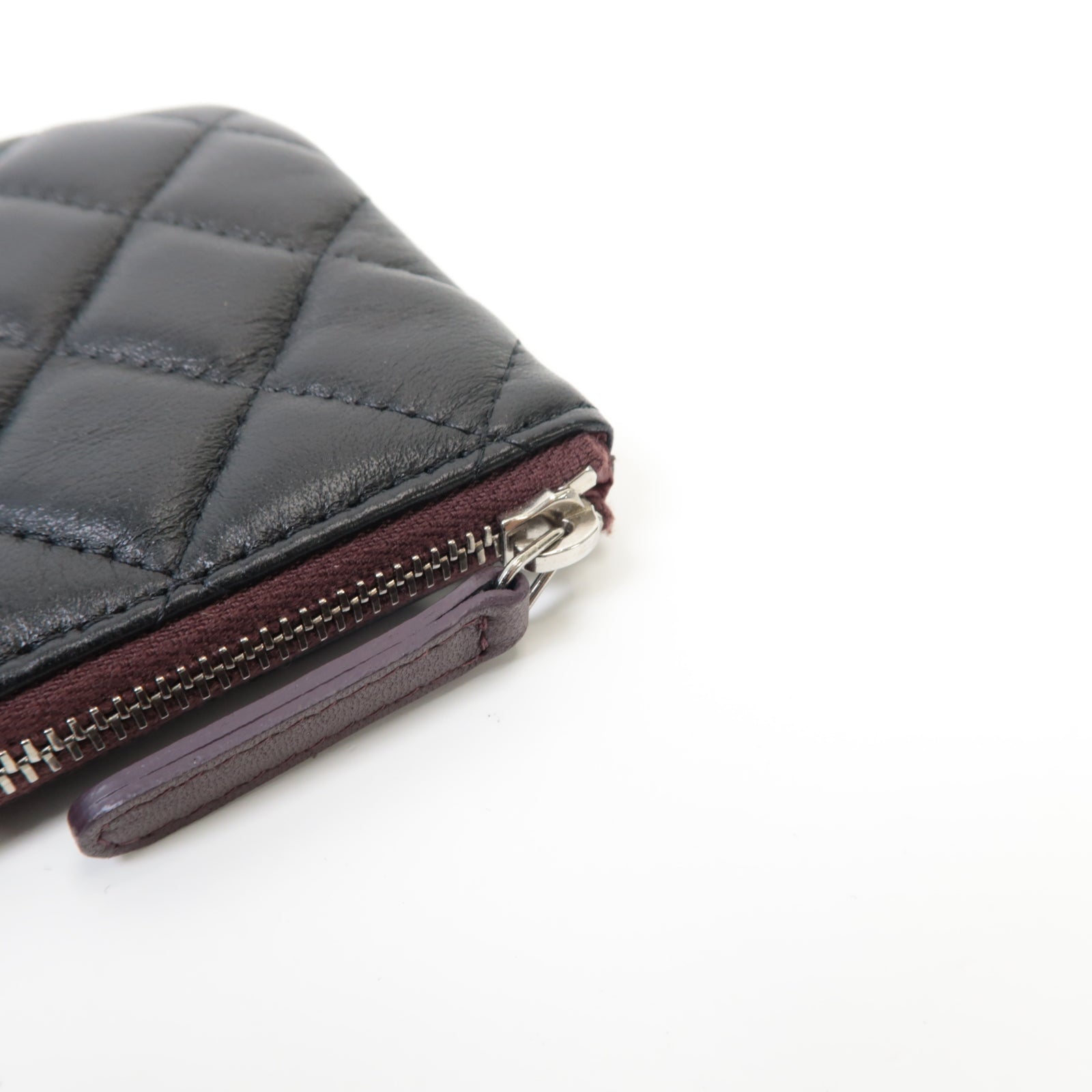 CHANEL 菱格羊皮皮革Clutch Bag銀扣手拿包黒色
