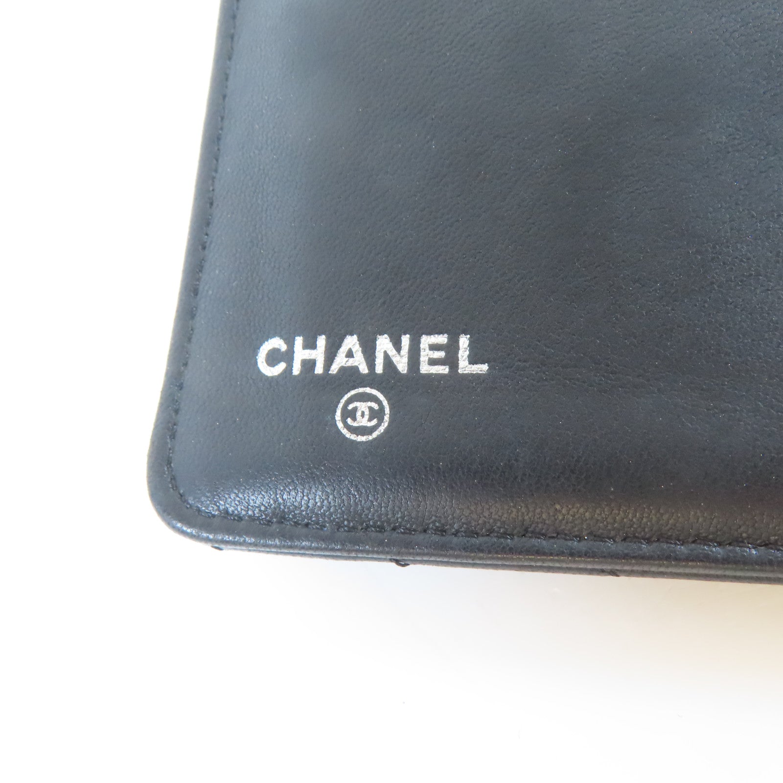 CHANEL 【激減優惠】菱格/斜紋羊皮皮革Long Wallet銀扣長錢包黑色