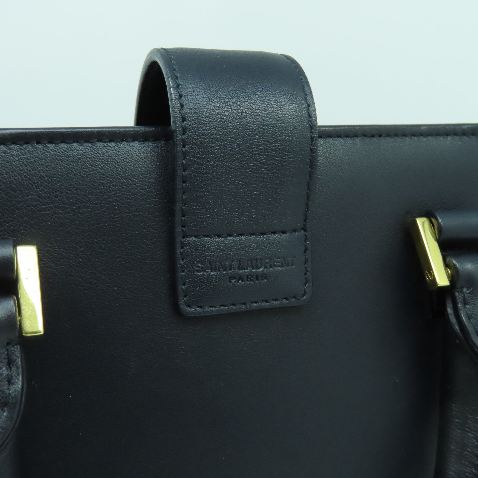 SAINT LAURENT 牛皮皮革2 Way Shoulder Bag金扣手挽肩背兩用袋深藍色