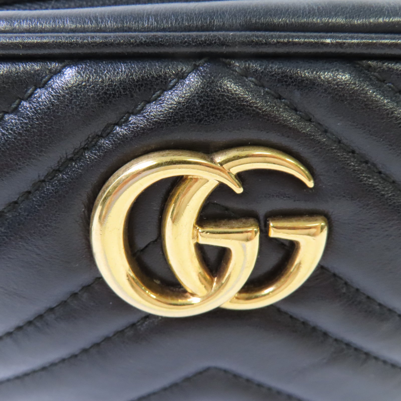 GUCCI 【激減優惠】牛皮皮革GG Marmont Mini Shoulder Bag金扣肩背袋黑色