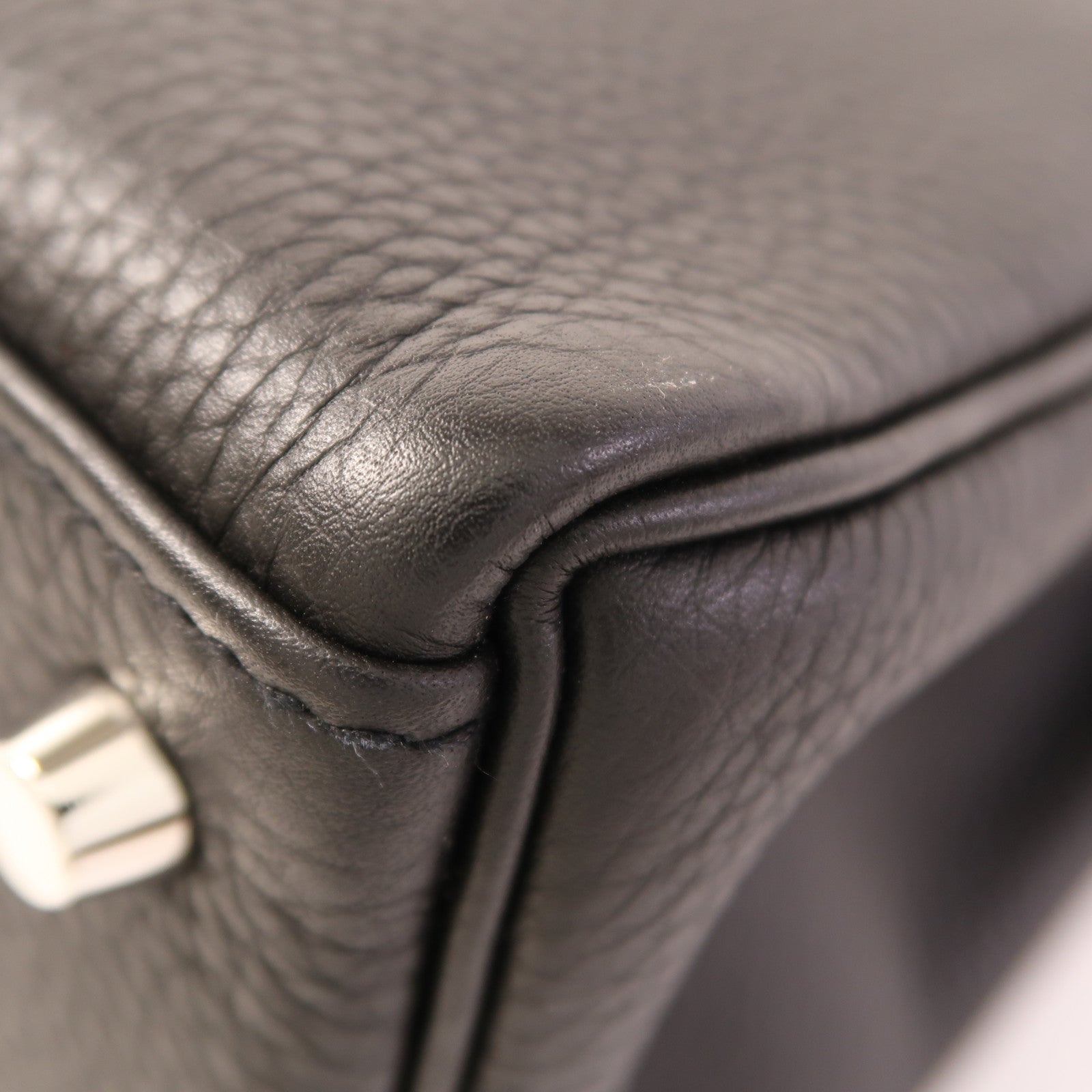 HERMES PHW Kelly 28 2 Way Shoulder Bag Handbag Togo Leather Noir