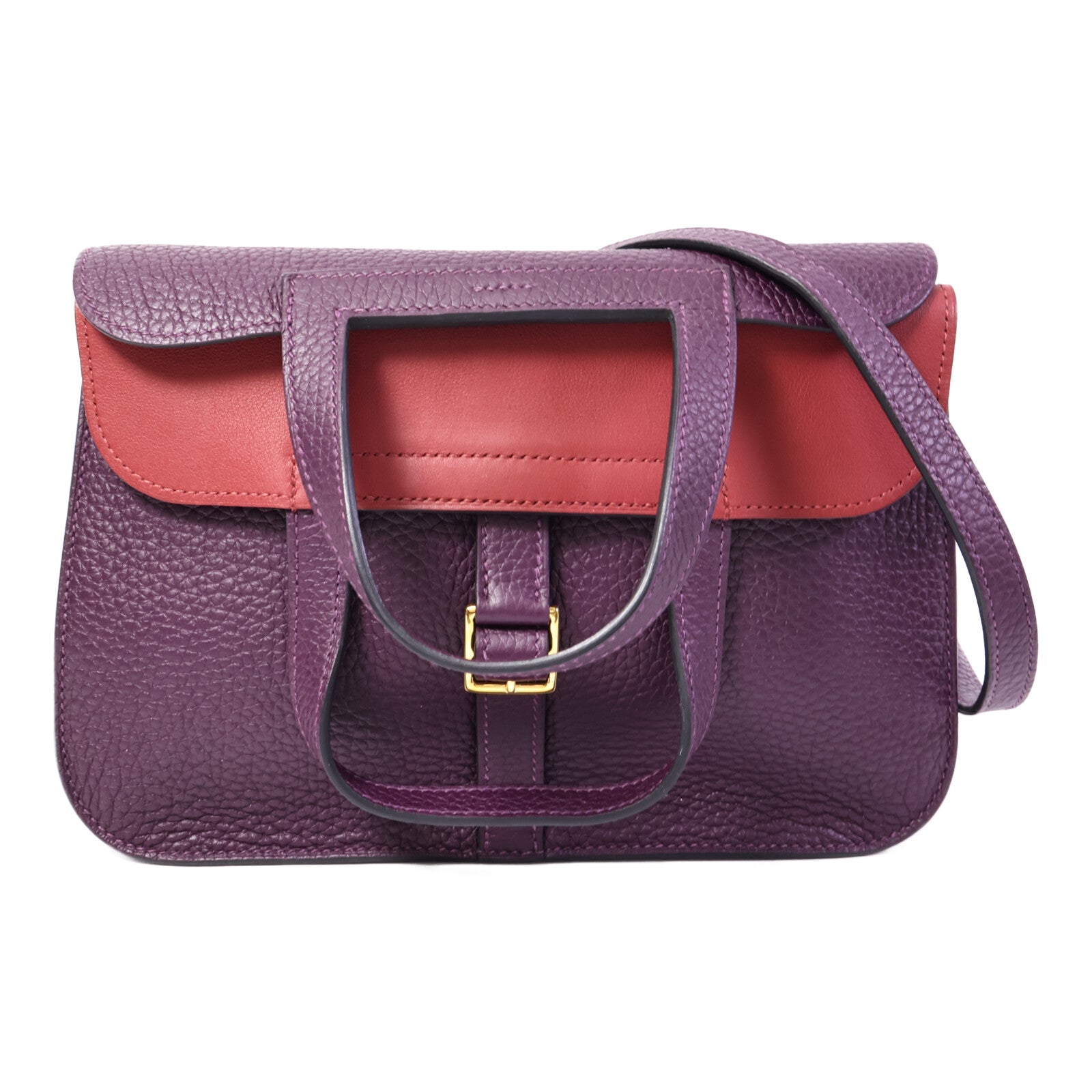 HERMES Clemence皮革Halzan 25手挽肩背兩用袋Cassis/Grenat