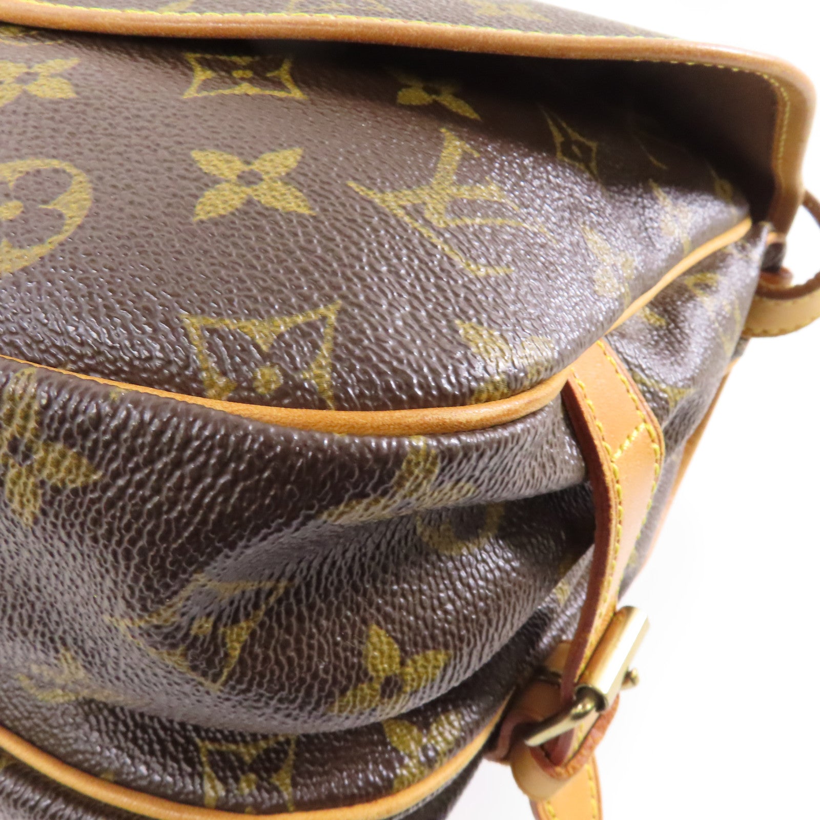 LOUIS VUITTON Monogram Saumur 30金扣肩背袋棕色