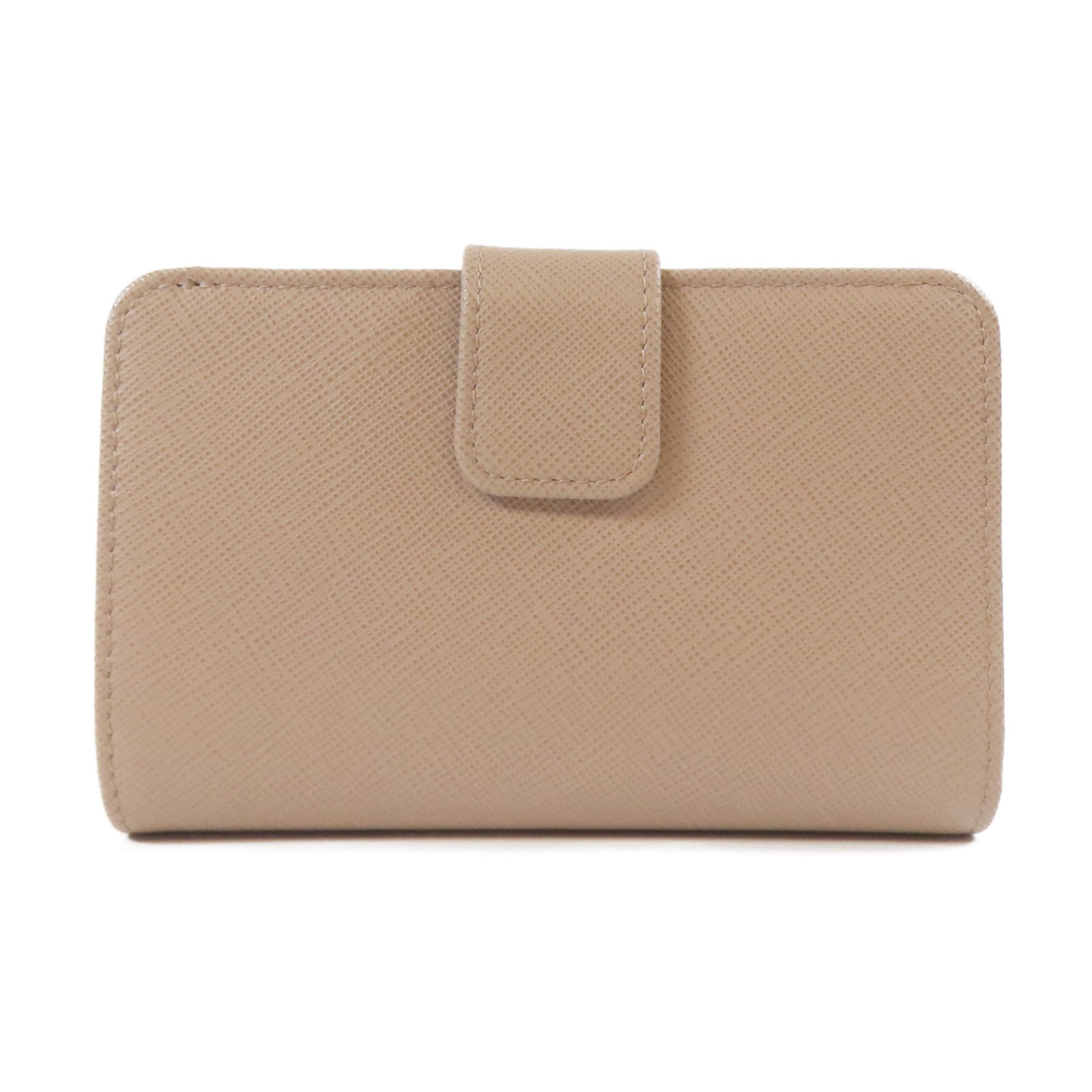 PRADA 牛皮皮革Wallet金扣錢包米色