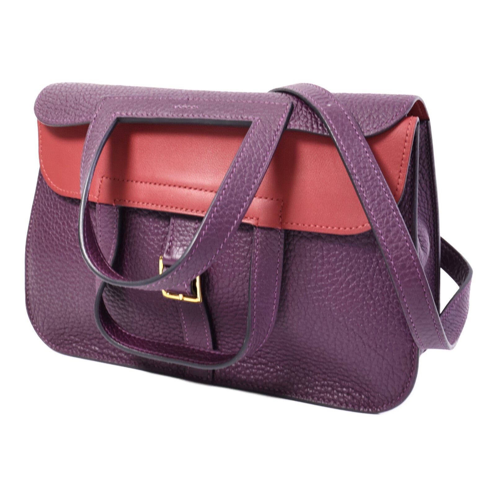 HERMES Clemence皮革Halzan 25手挽肩背兩用袋Cassis/Grenat