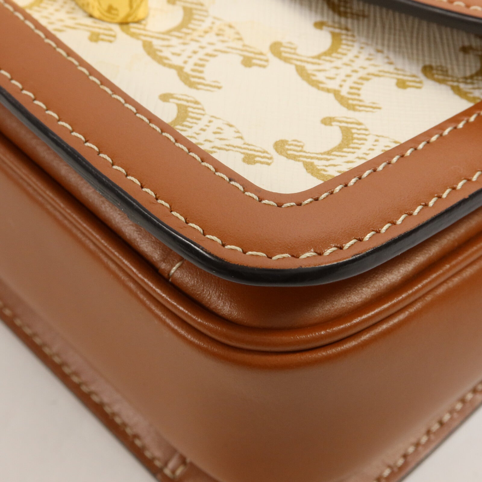 CELINE 牛皮皮革/塗層帆布Classique Triomphe Teen肩背袋