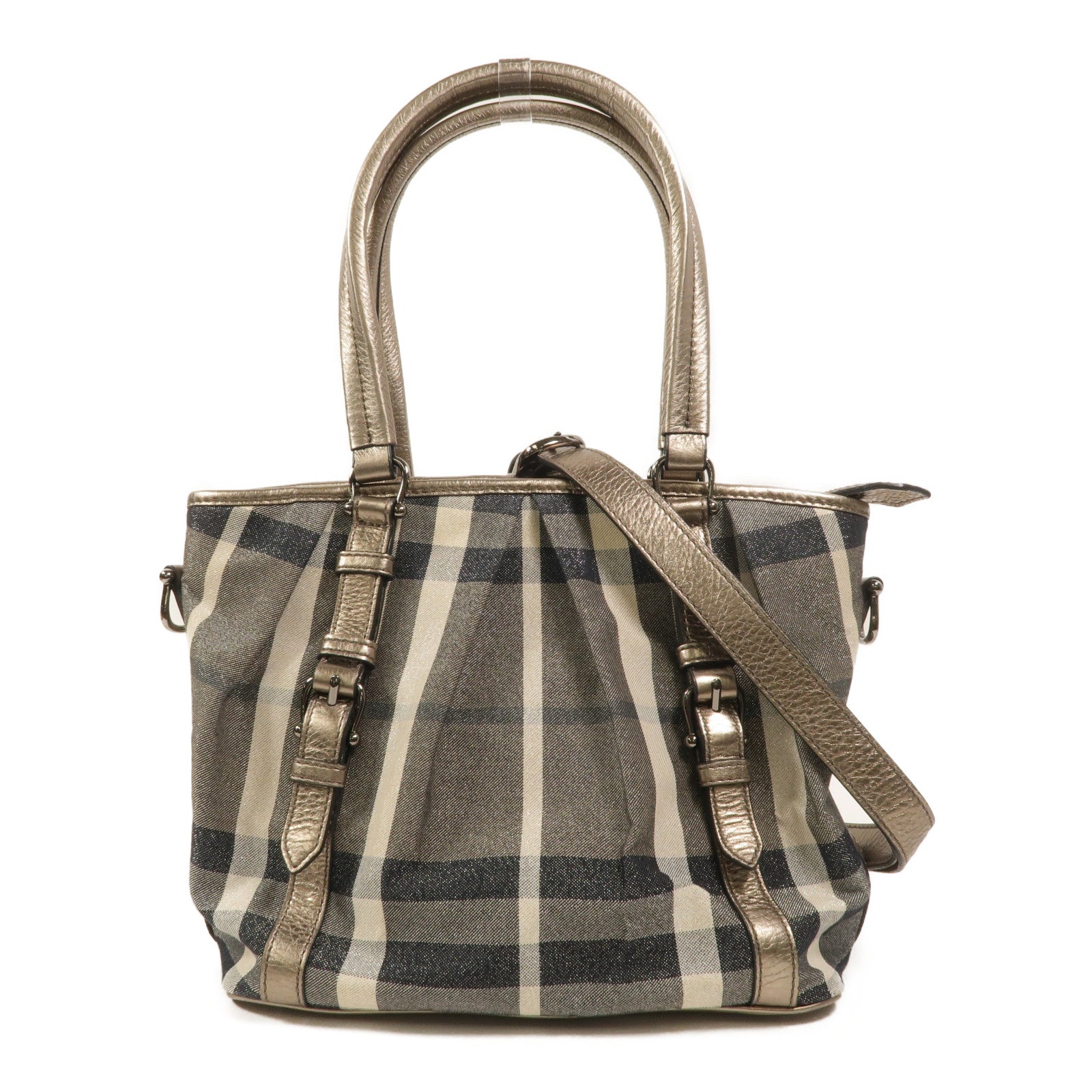 BURBERRY 帆布Beat Check Lowry Tote手挽肩背兩用袋