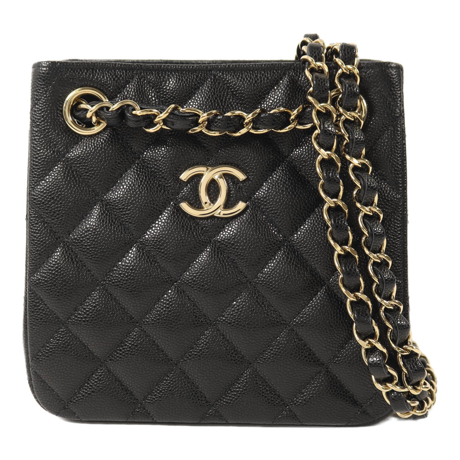 CHANEL 牛皮皮革Mini Tote金扣肩背袋