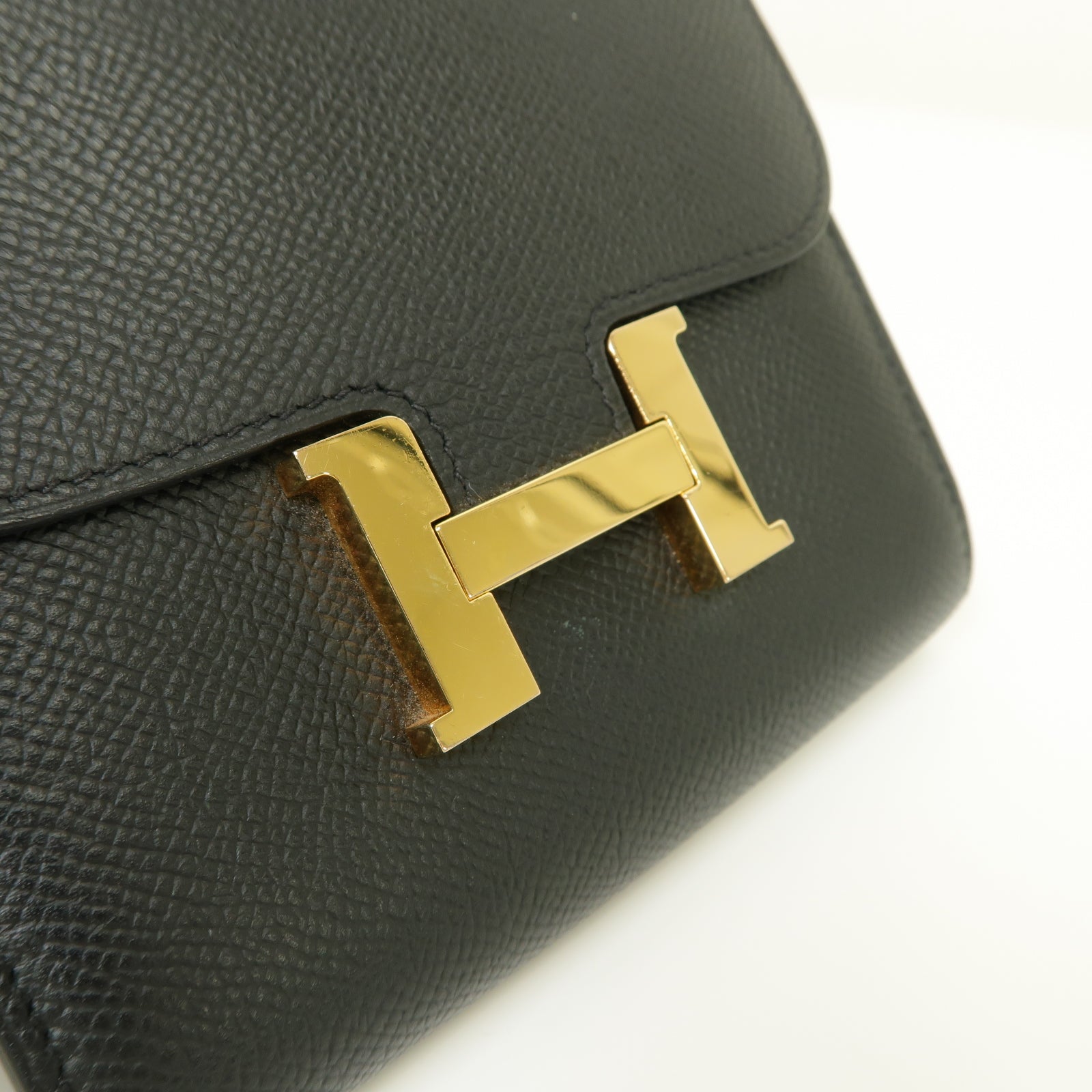 HERMES Epsom皮革Constance Wallet金扣錢包黒色