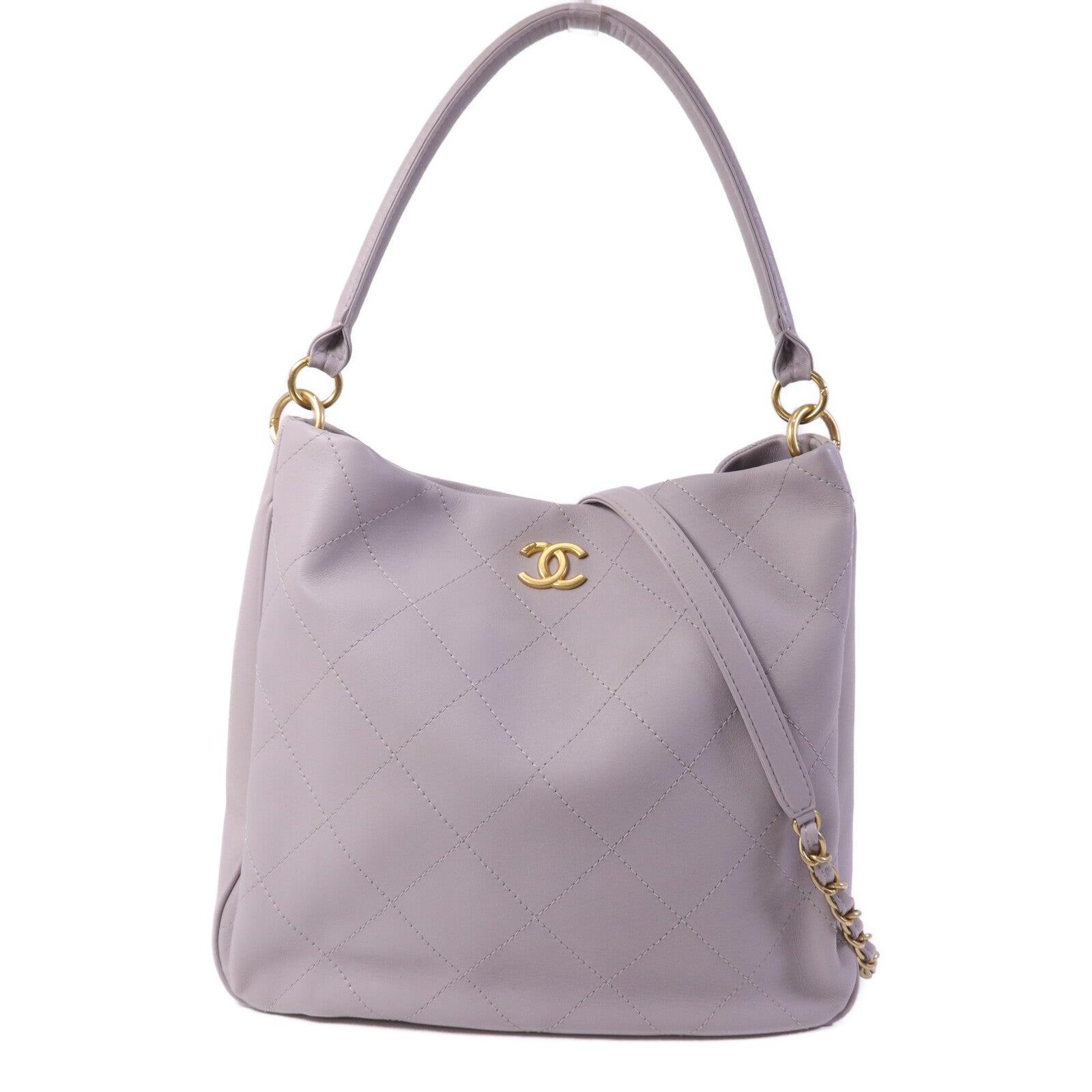 CHANEL 牛皮皮革2 Way Hobo Bag金扣肩背袋