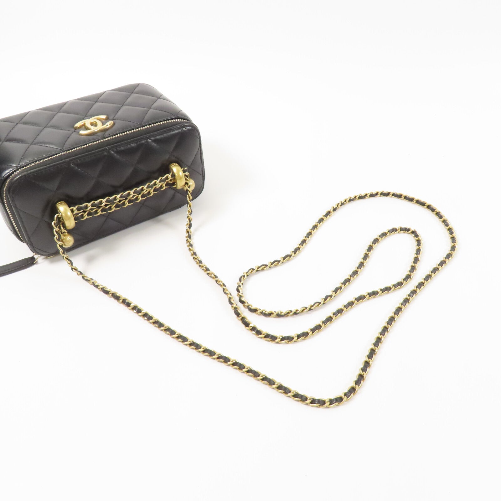 CHANEL 羊皮皮革Vanity Case鏈帶肩背袋