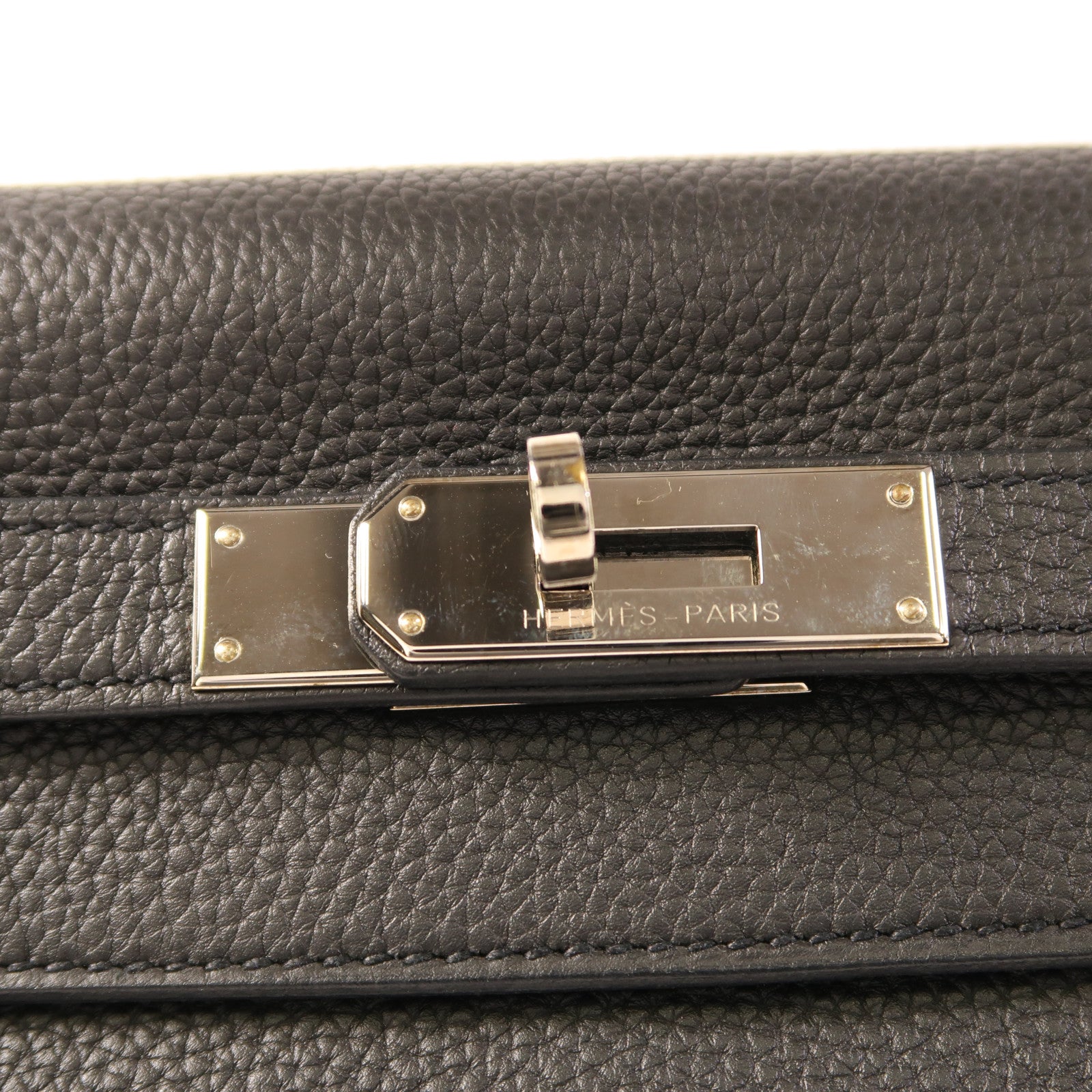 HERMES PHW Kelly 28 2 Way Shoulder Bag Handbag Togo Leather Noir