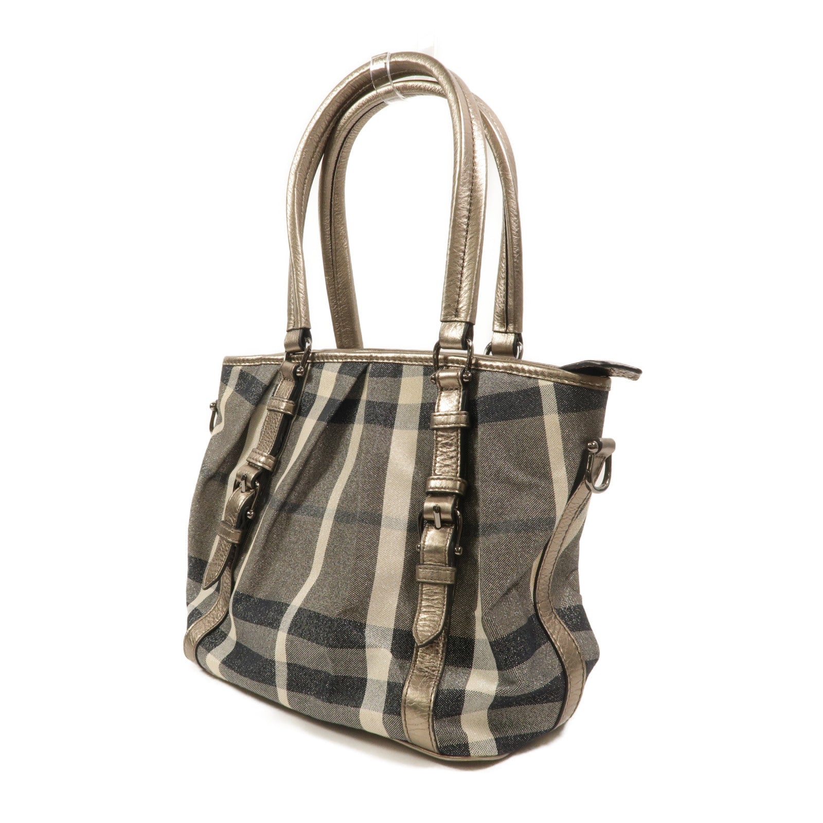 BURBERRY 帆布Beat Check Lowry Tote手挽肩背兩用袋