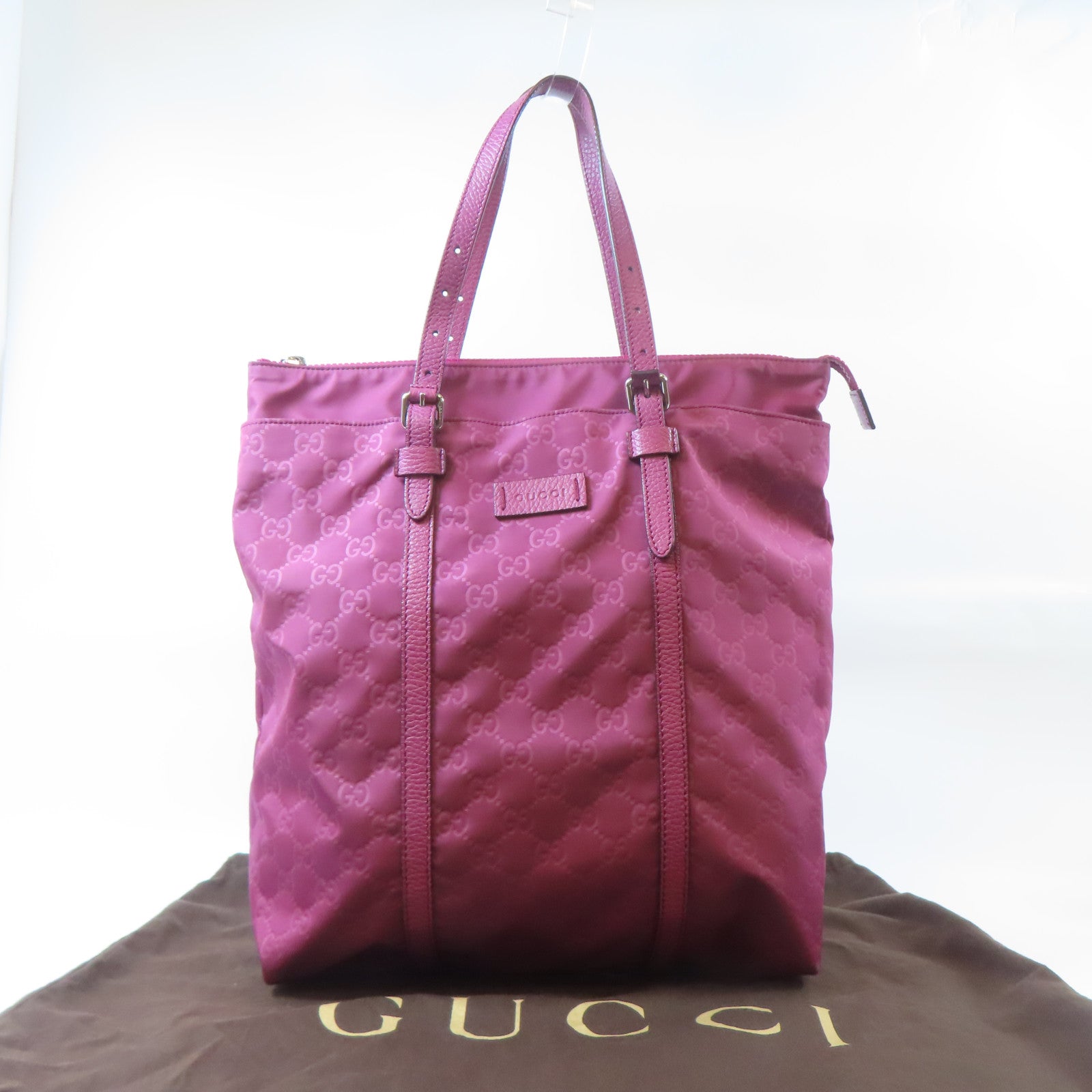 GUCCI 尼龍Handbag銀扣手挽袋紫色