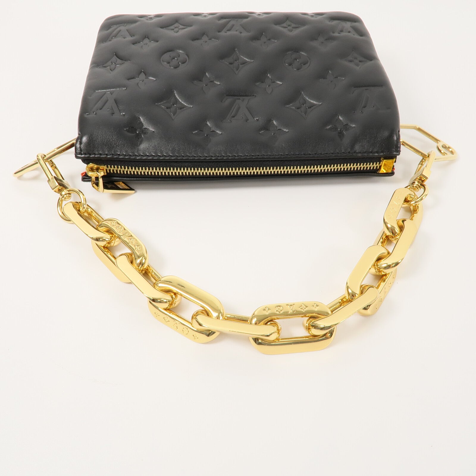 LOUIS VUITTON Monogram Embossed Coussin BB鏈帶手挽肩背兩用袋