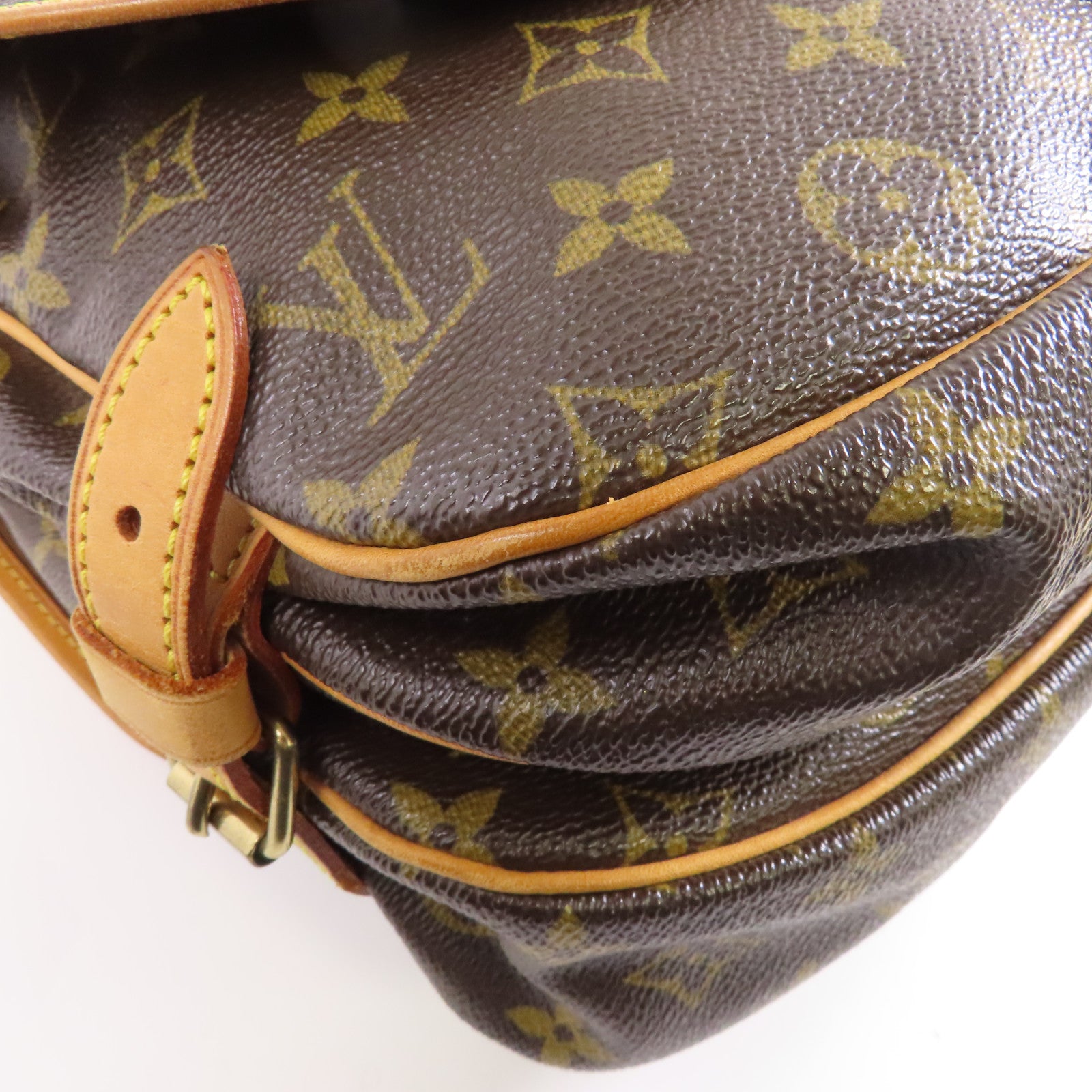LOUIS VUITTON Monogram Saumur 30金扣肩背袋棕色