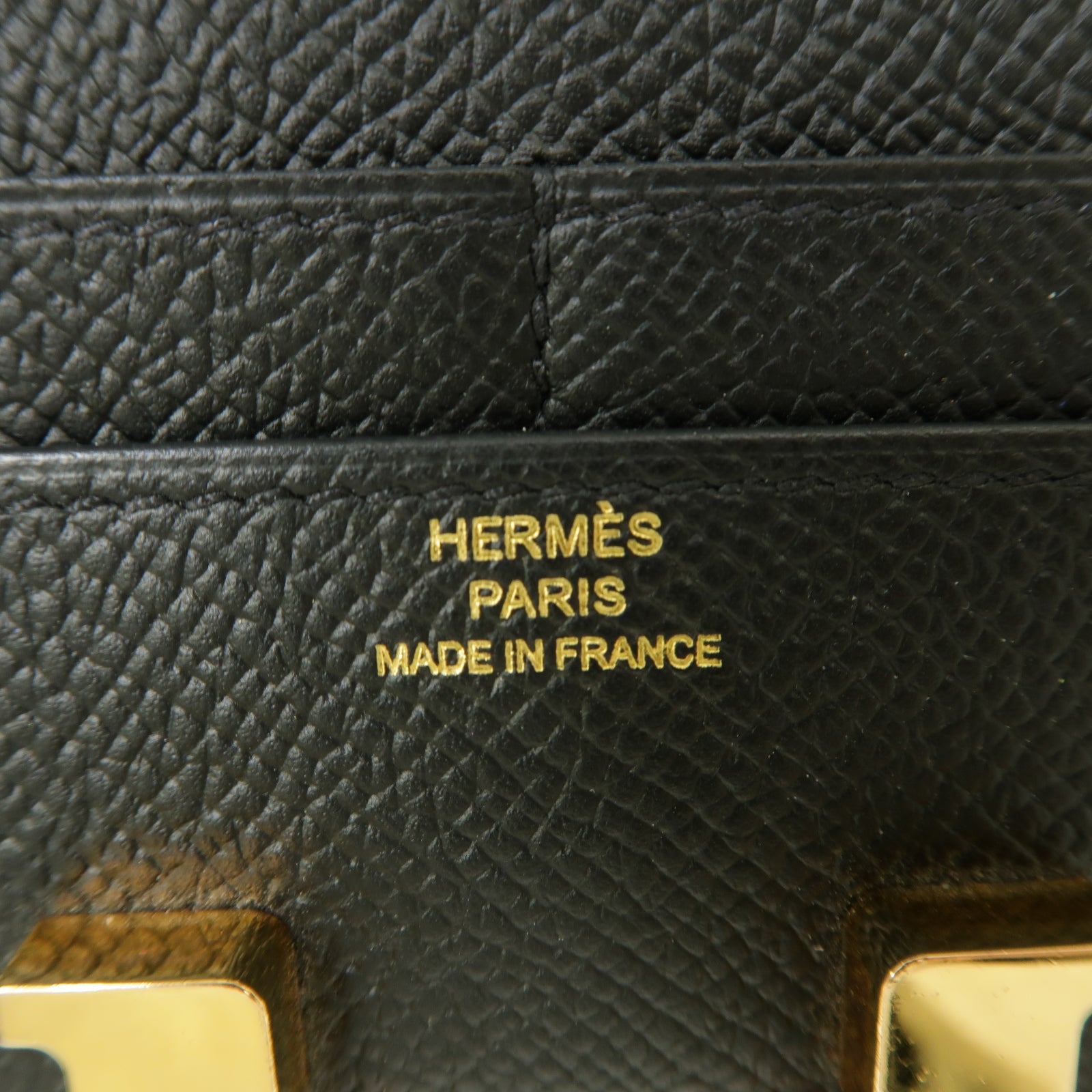 HERMES Epsom皮革Constance Wallet金扣錢包黒色