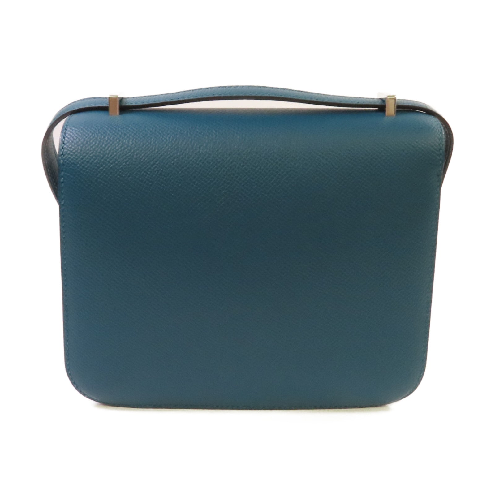 HERMES Epsomp皮革Constance Mini Shoulder Bag銀扣肩背袋Vert Bosphore/博斯普魯斯綠色