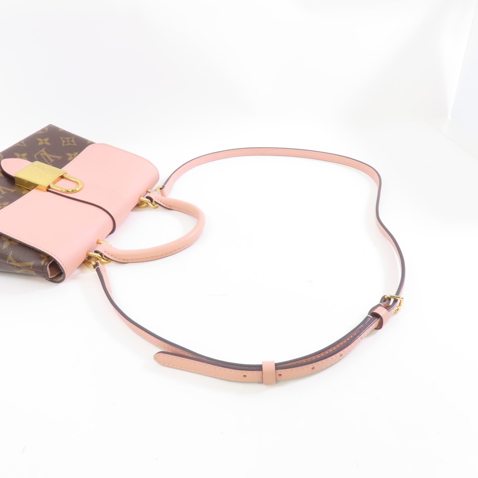 LOUIS VUITTON Monogram Locky BB金扣手挽肩背兩用袋粉紅色
