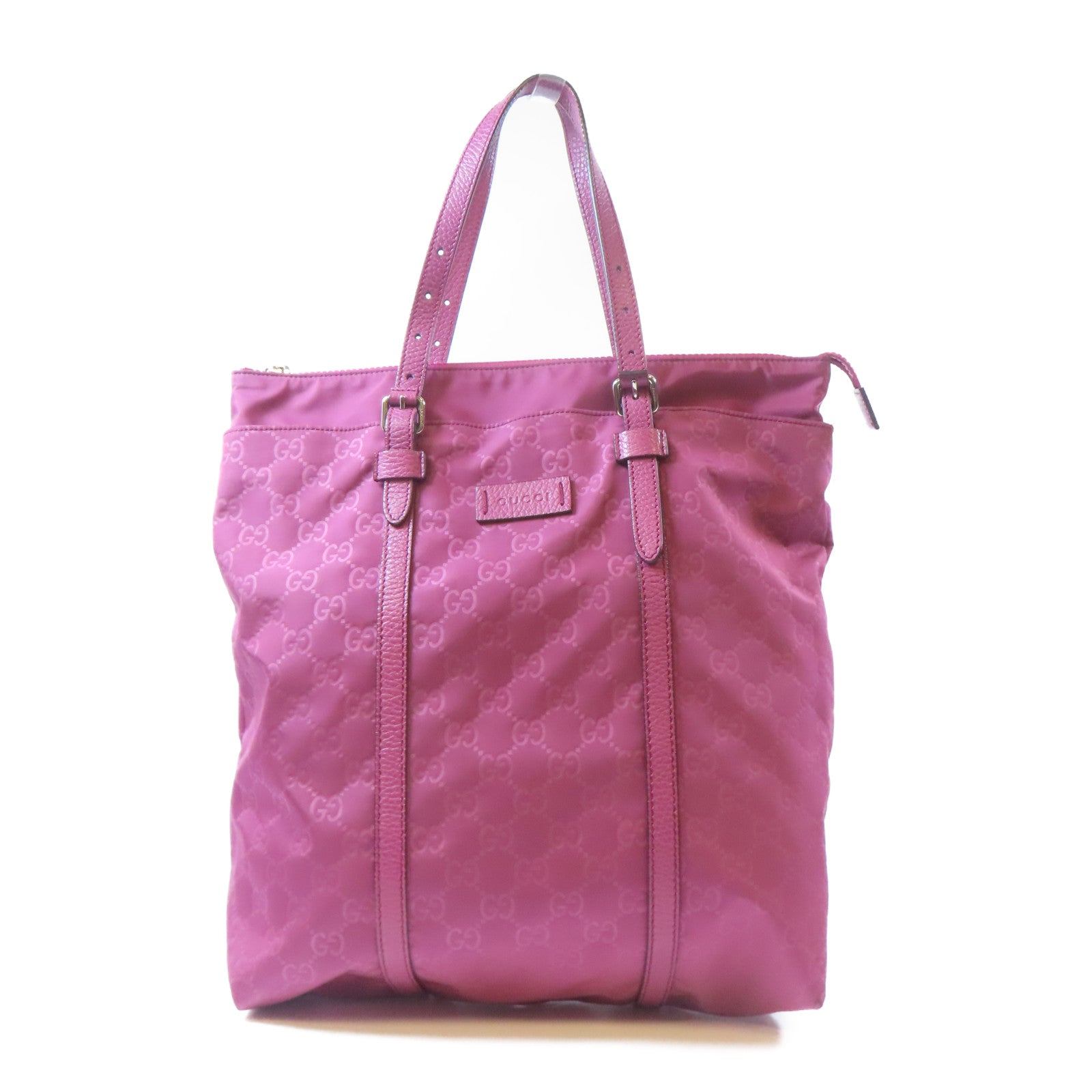 GUCCI 尼龍Handbag銀扣手挽袋紫色