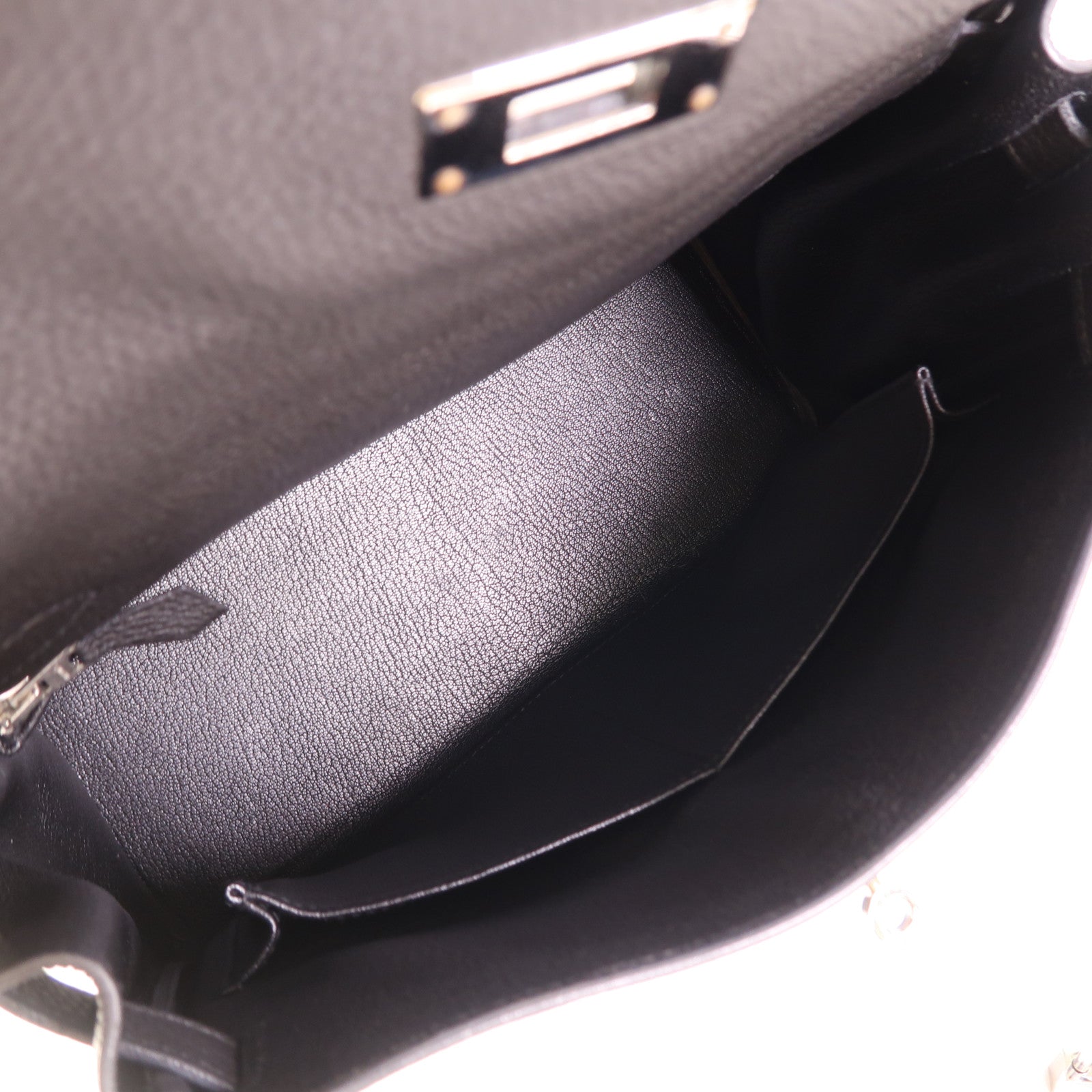 HERMES PHW Kelly 28 2 Way Shoulder Bag Handbag Togo Leather Noir