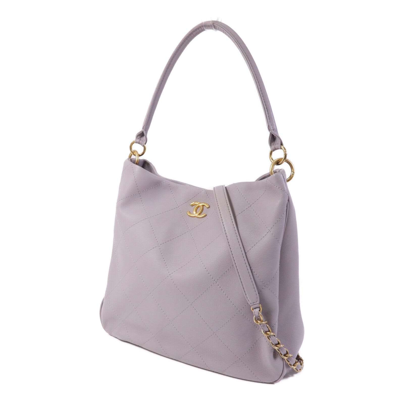 CHANEL 牛皮皮革2 Way Hobo Bag金扣肩背袋