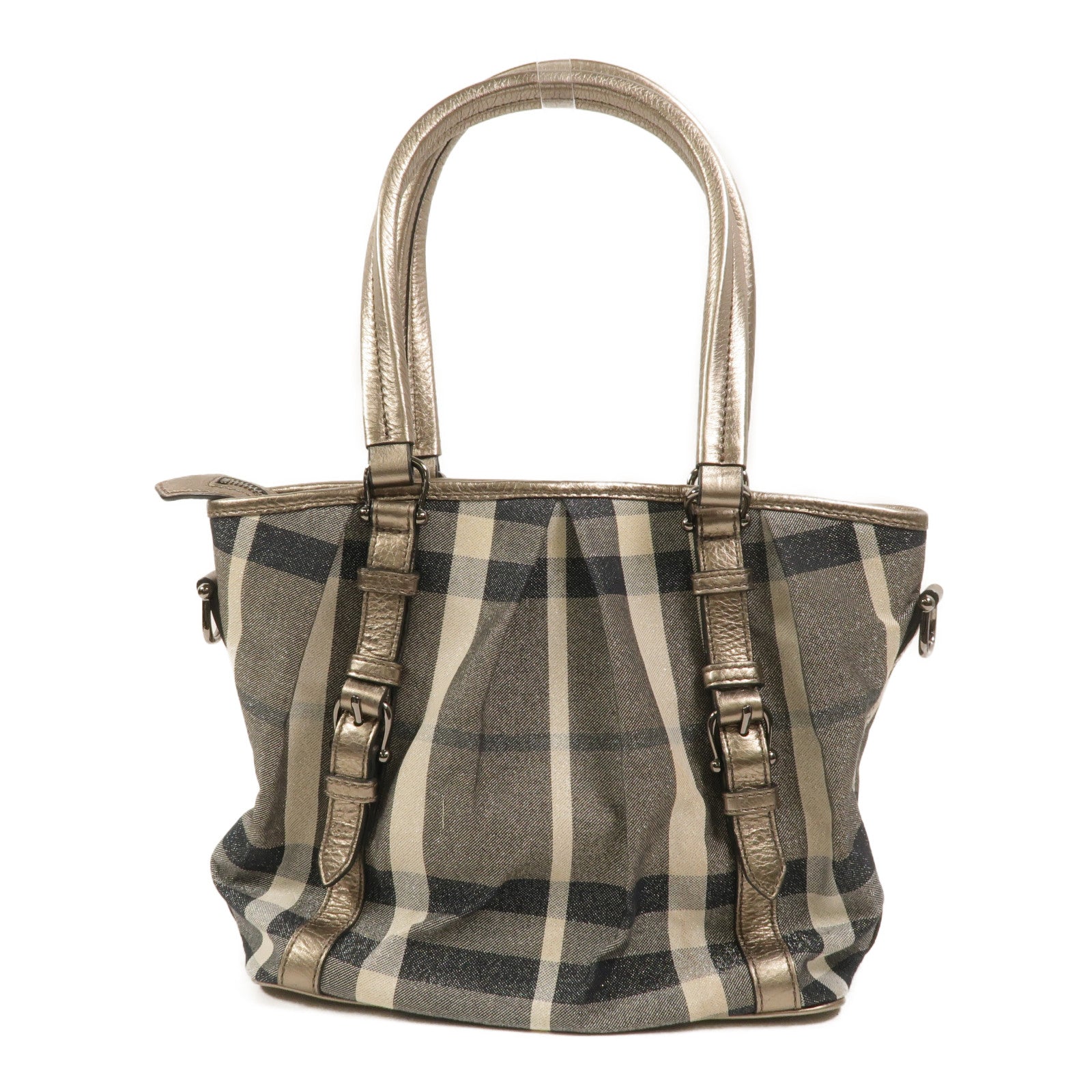 BURBERRY 帆布Beat Check Lowry Tote手挽肩背兩用袋