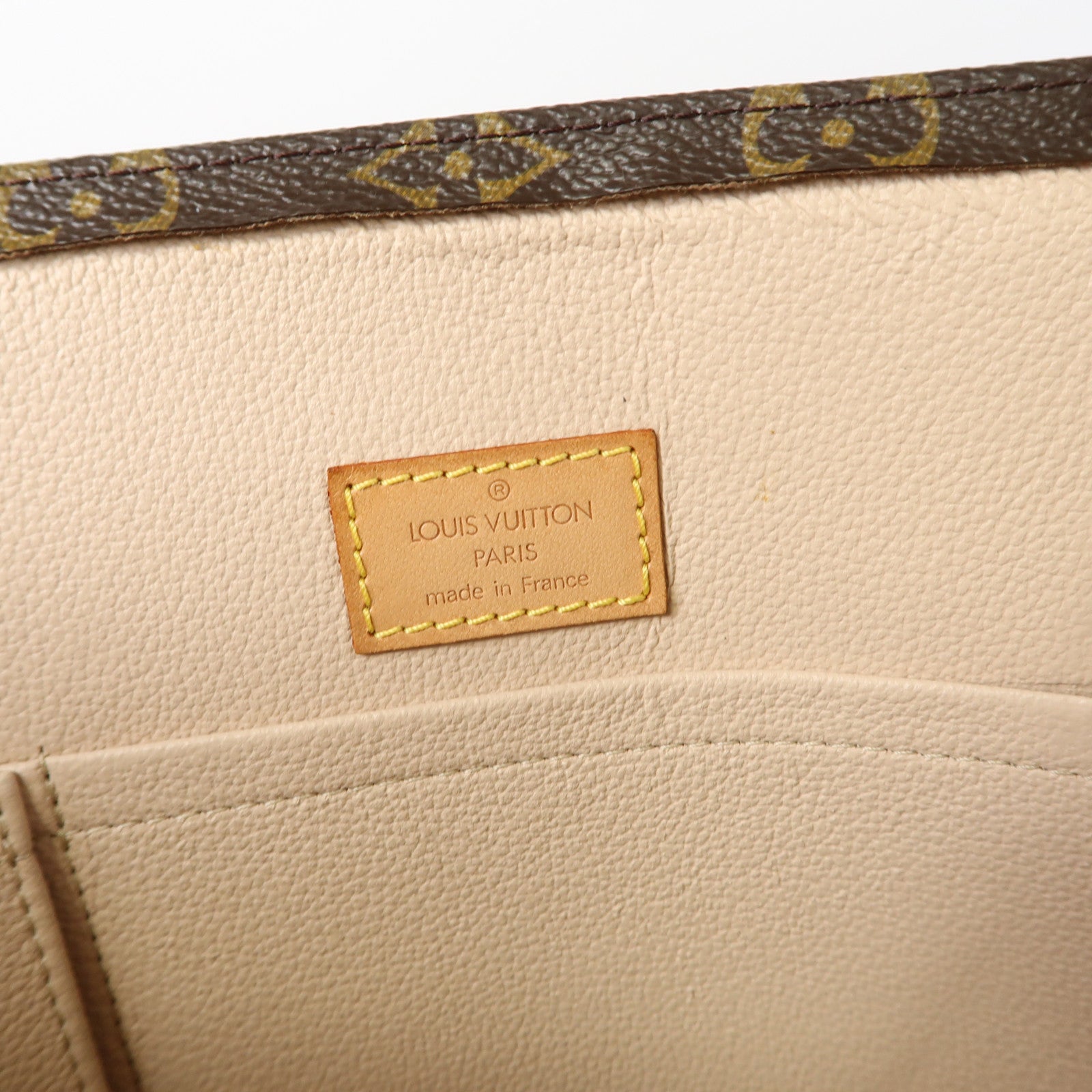LOUIS VUITTON Monogram Sac Plat金扣手挽袋啡色