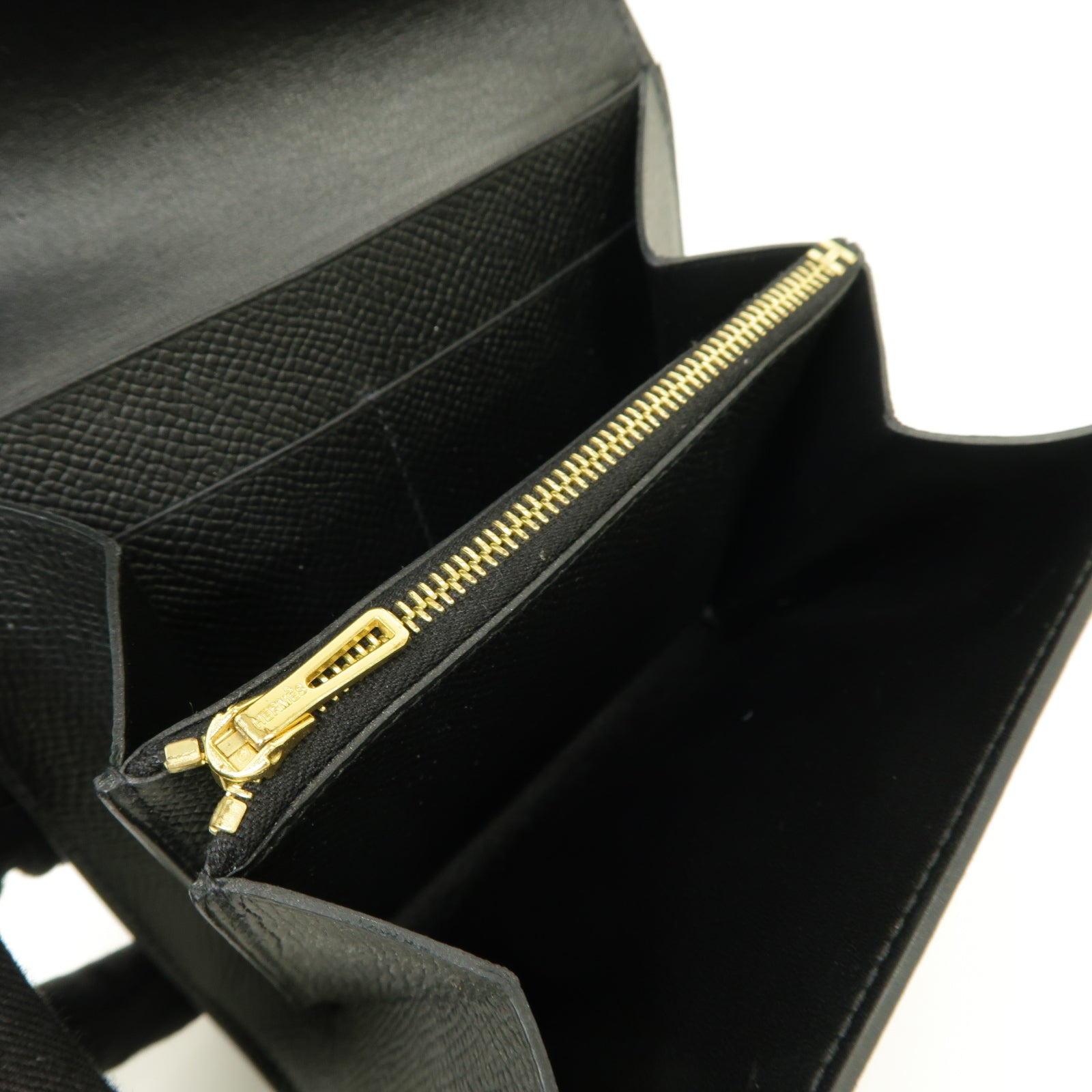 HERMES Epsom皮革Constance Wallet金扣錢包黒色