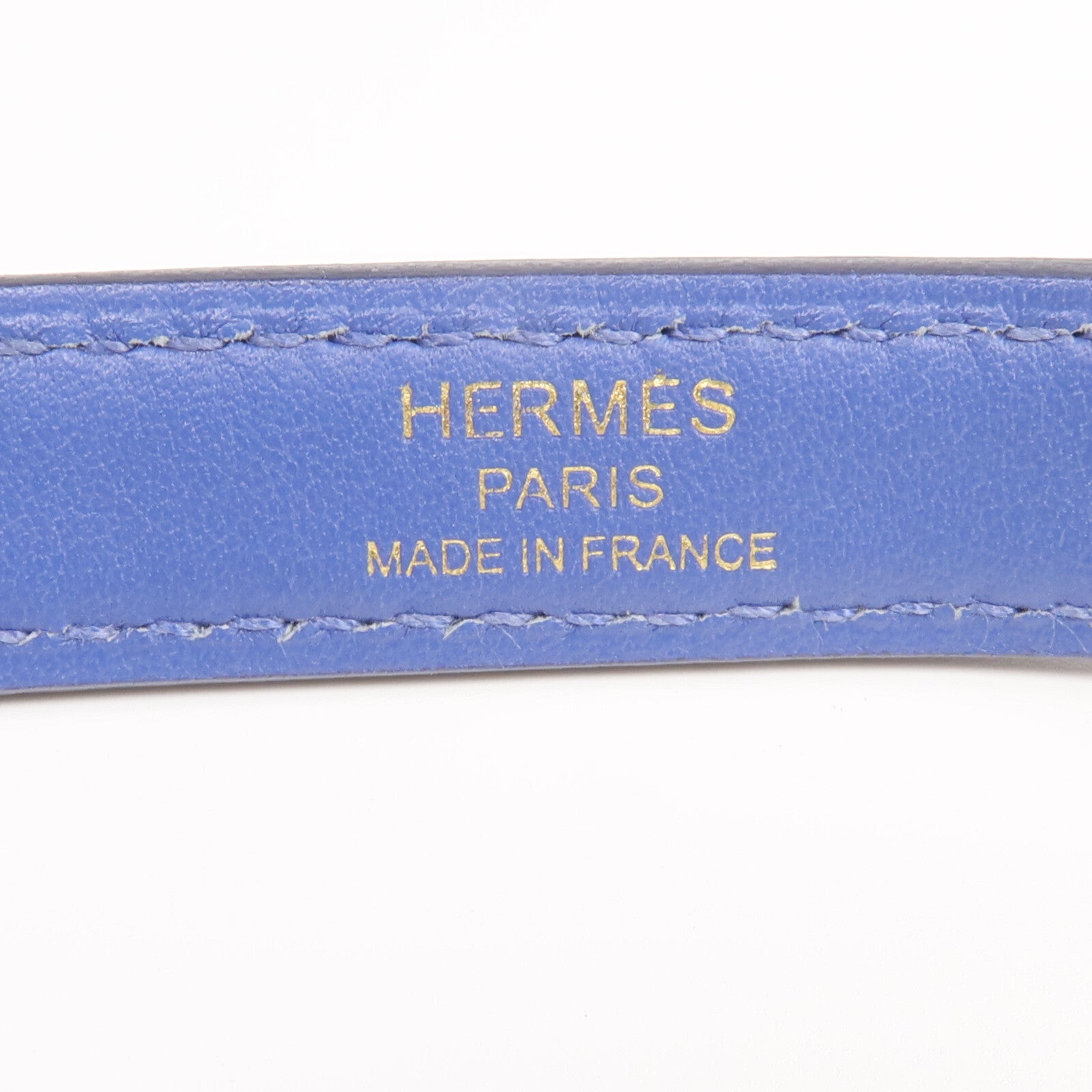 HERMES Vache Liegee皮革Mini Dog Bag Shoulder Strap金扣肩帶Bleu Brighton