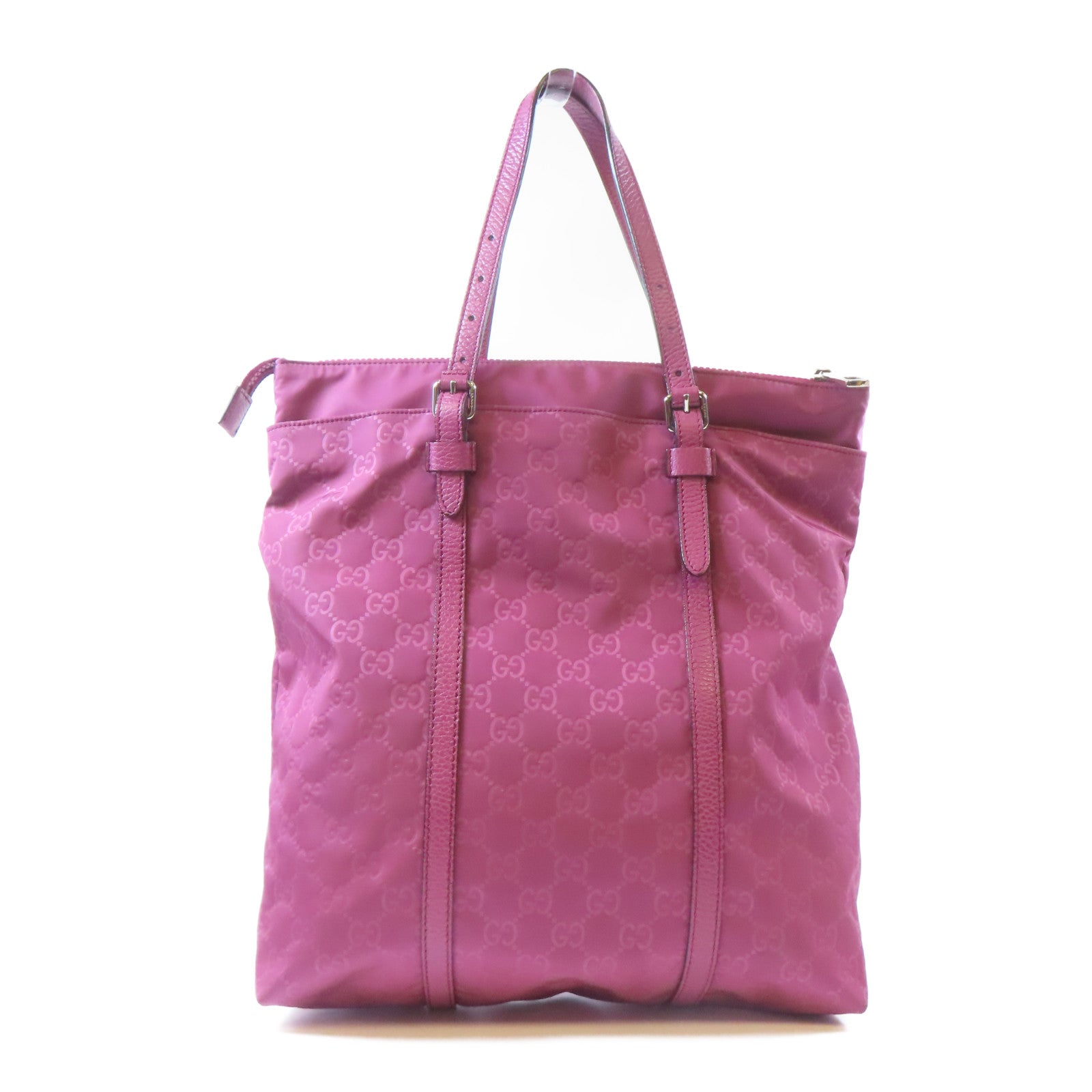 GUCCI 尼龍Handbag銀扣手挽袋紫色