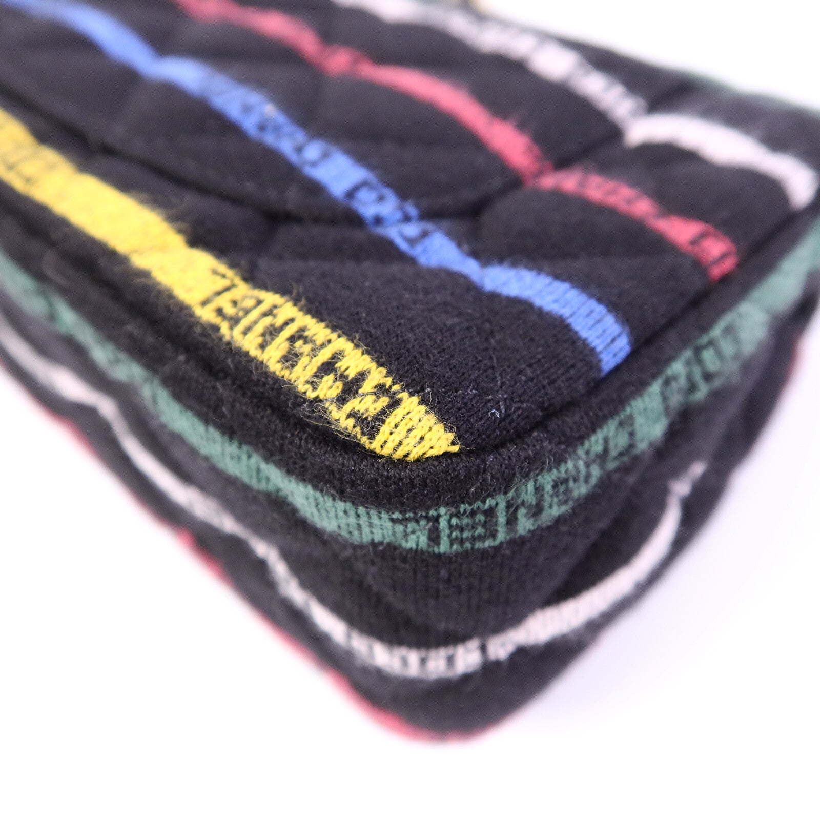 CHANEL 布料Jersey Logo Mini Stripe鏈帶肩背袋