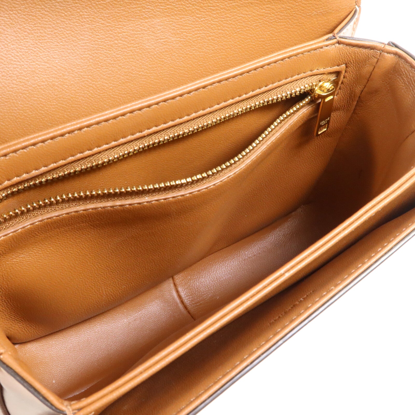 CELINE 牛皮皮革/塗層帆布Classique Triomphe Teen肩背袋