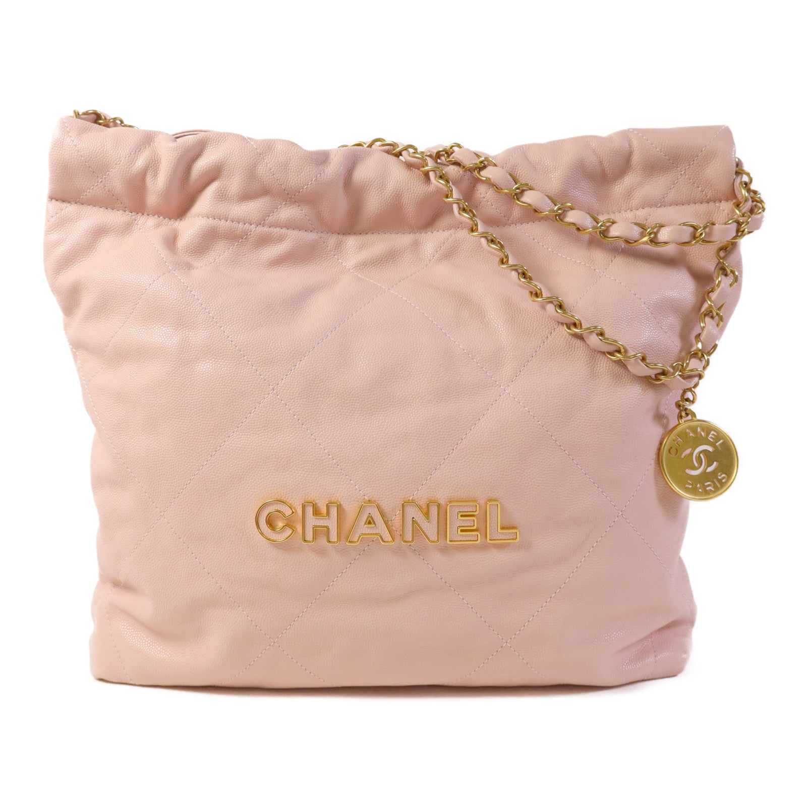 CHANEL 牛皮皮革Chanel 22 Medium金扣鏈帶肩背袋