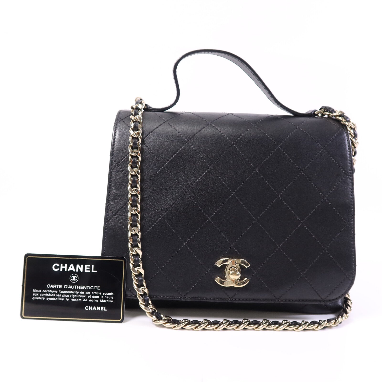 CHANEL 羊皮皮革Chain Shoulder Bag金扣鏈帶肩背袋