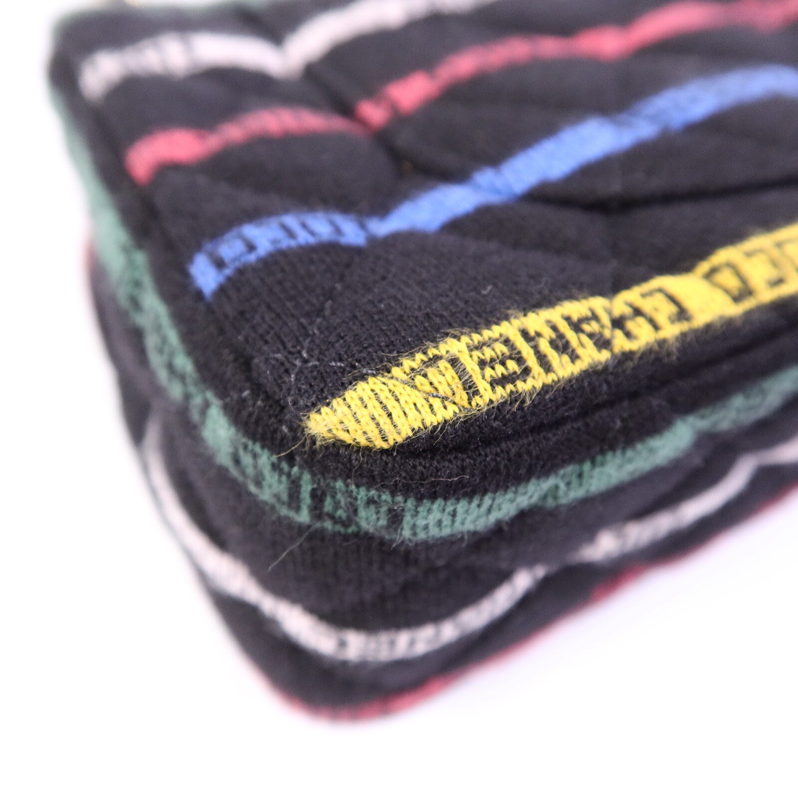 CHANEL 布料Jersey Logo Mini Stripe鏈帶肩背袋