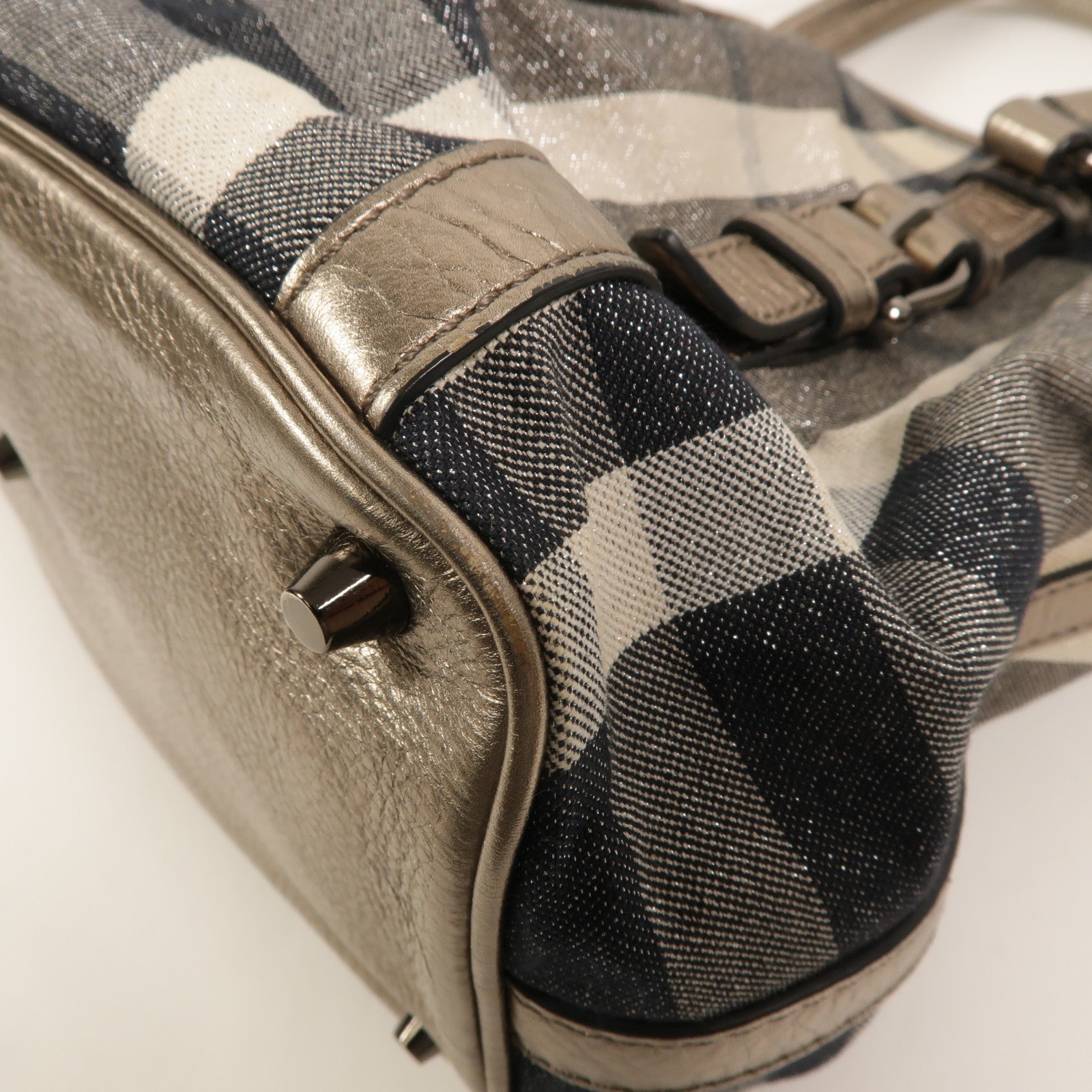 BURBERRY 帆布Beat Check Lowry Tote手挽肩背兩用袋