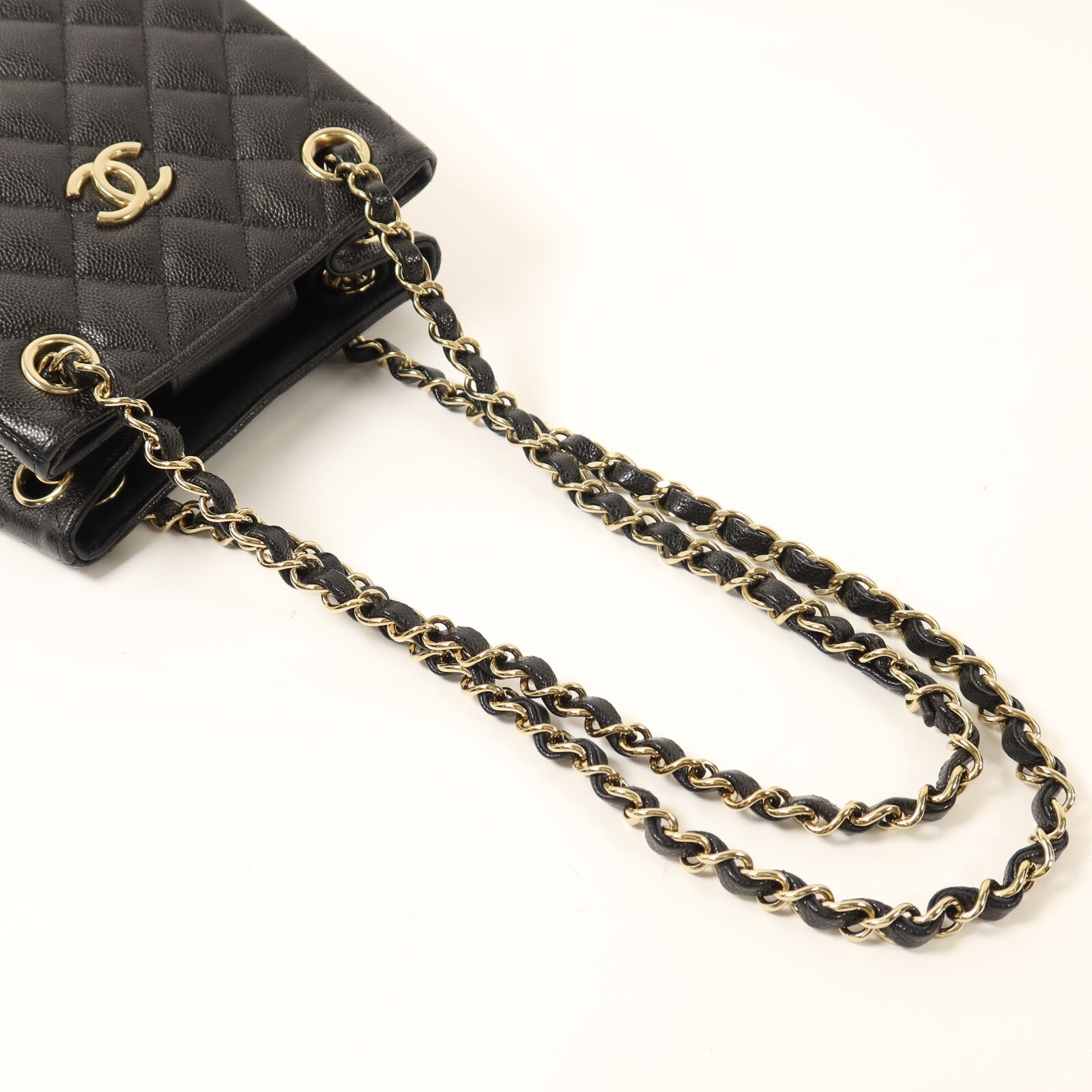 CHANEL 牛皮皮革Mini Tote金扣肩背袋