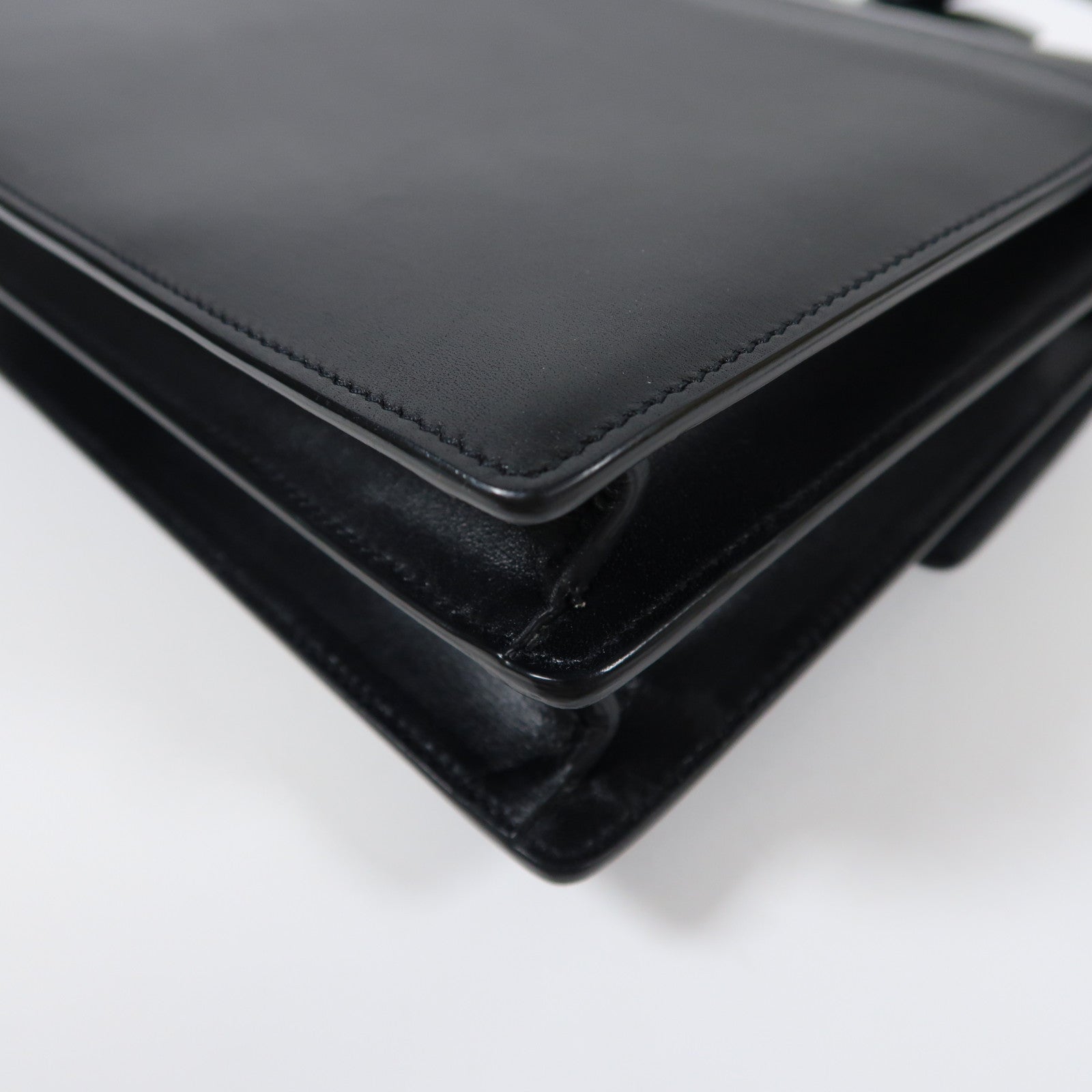 SAINT LAURENT 牛皮皮革Shoulder Bag金扣手挽肩背兩用袋黑色