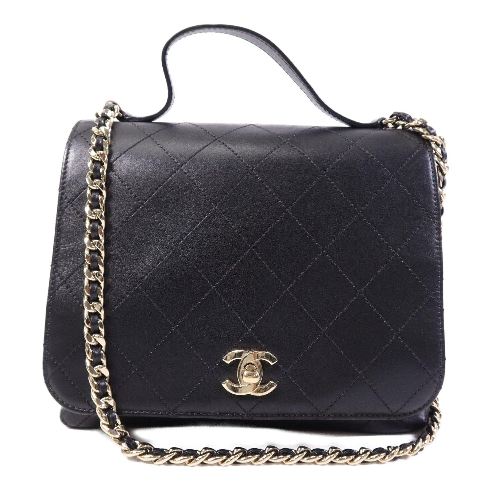 CHANEL 羊皮皮革Chain Shoulder Bag金扣鏈帶肩背袋