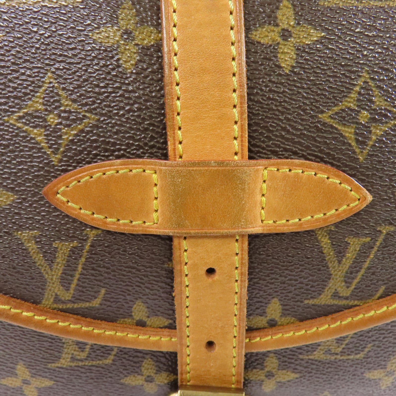 LOUIS VUITTON Monogram Saumur 30金扣肩背袋棕色