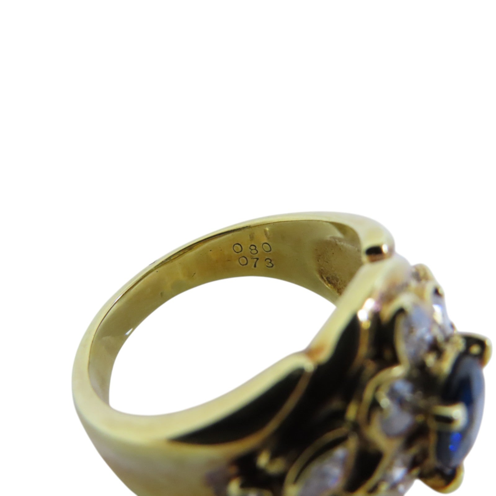 JEWELRY 【激減優惠】18K黃金Sapphire Diamond Ring藍寶石/鑽石戒指US#5.5