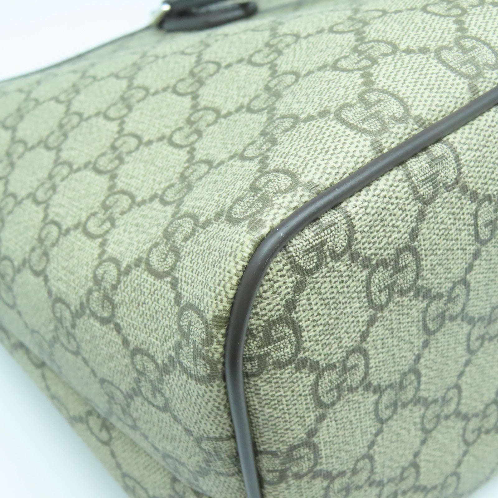 GUCCI 塗層帆布2Way Shoulder銀扣手挽肩背兩用袋啡色